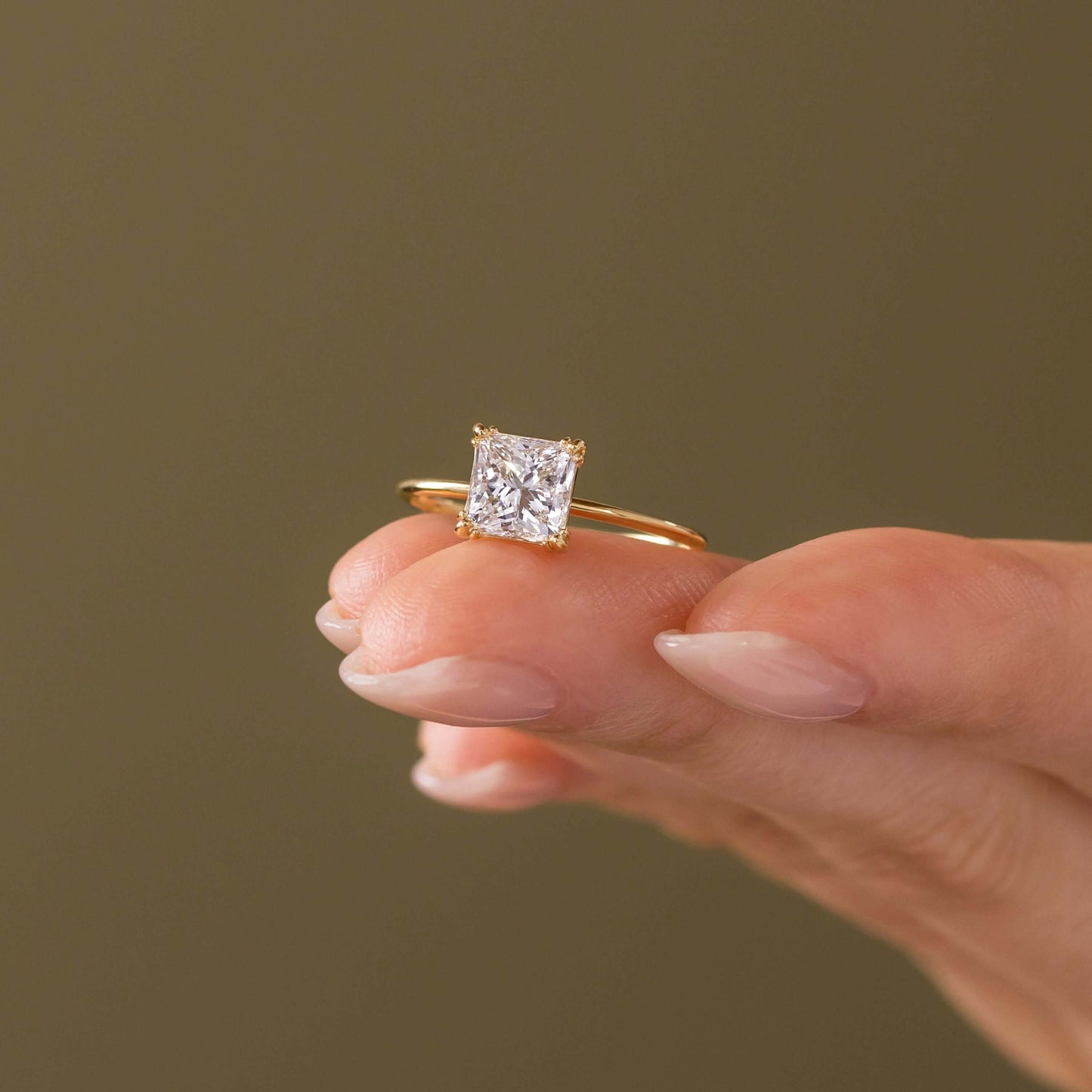 Solitaire Triple Prong-Princess Lab Grown Diamond Engagement Ring - Back view