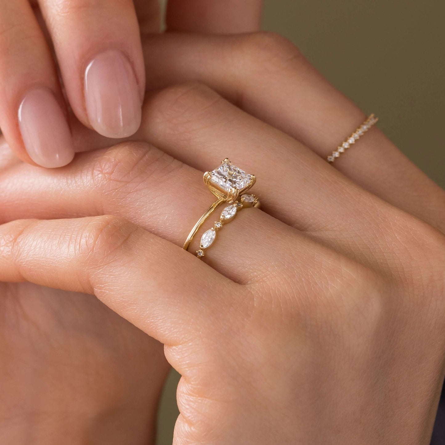 Solitaire Triple Prong-Princess Lab Grown Diamond Engagement Ring - Lifestyle