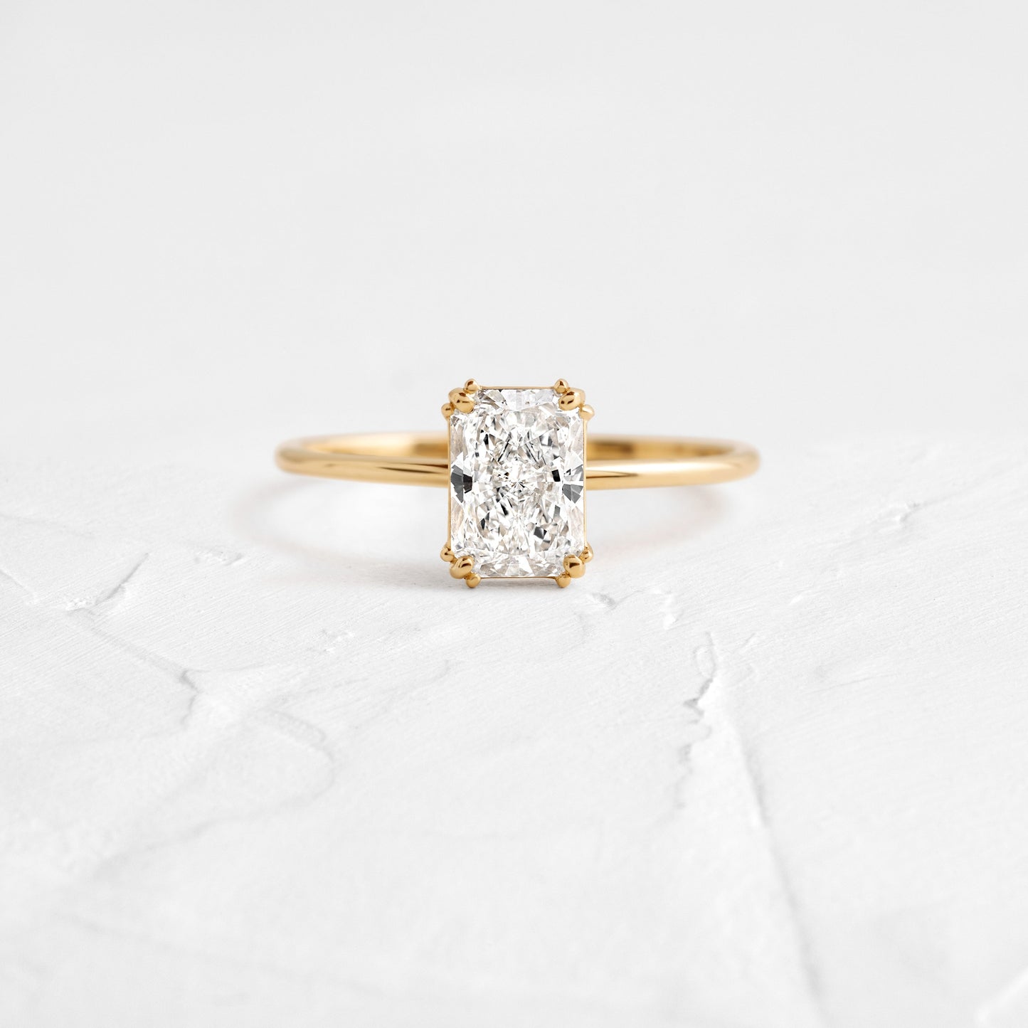 Solitaire Triple Prong-Radiant Lab Grown Diamond Engagement Ring - Front view