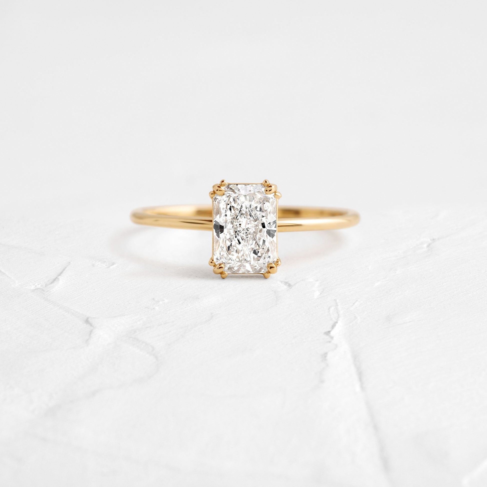Solitaire Triple Prong-Radiant Lab Grown Diamond Engagement Ring - Front view