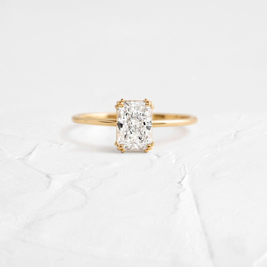 Solitaire Triple Prong-Radiant Lab Grown Diamond Engagement Ring - Front view