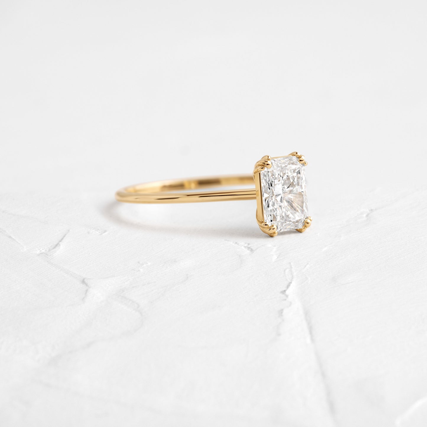 Solitaire Triple Prong-Radiant Lab Grown Diamond Engagement Ring - Front view