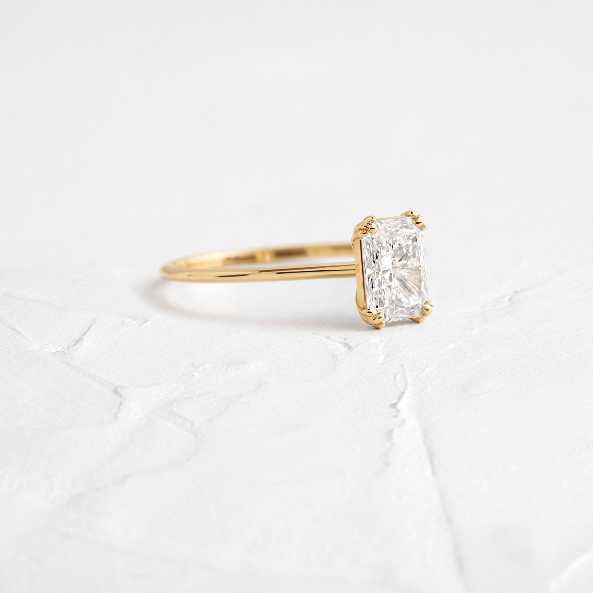 Solitaire Triple Prong-Radiant Lab Grown Diamond Engagement Ring - Front view