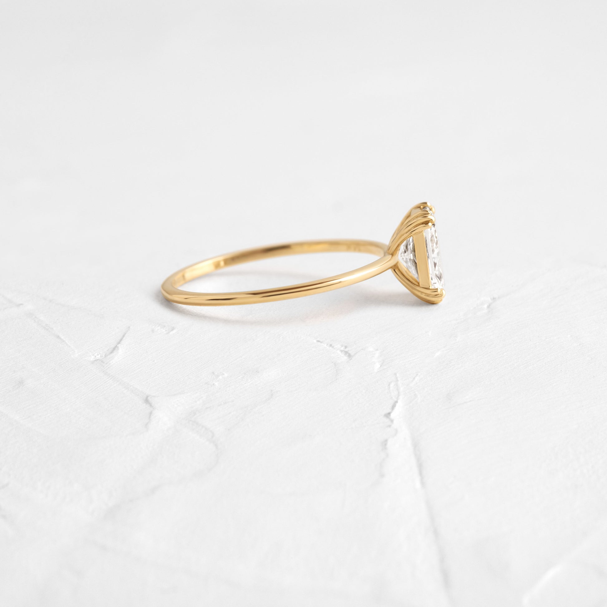 Solitaire Triple Prong-Radiant Lab Grown Diamond Engagement Ring - Side view