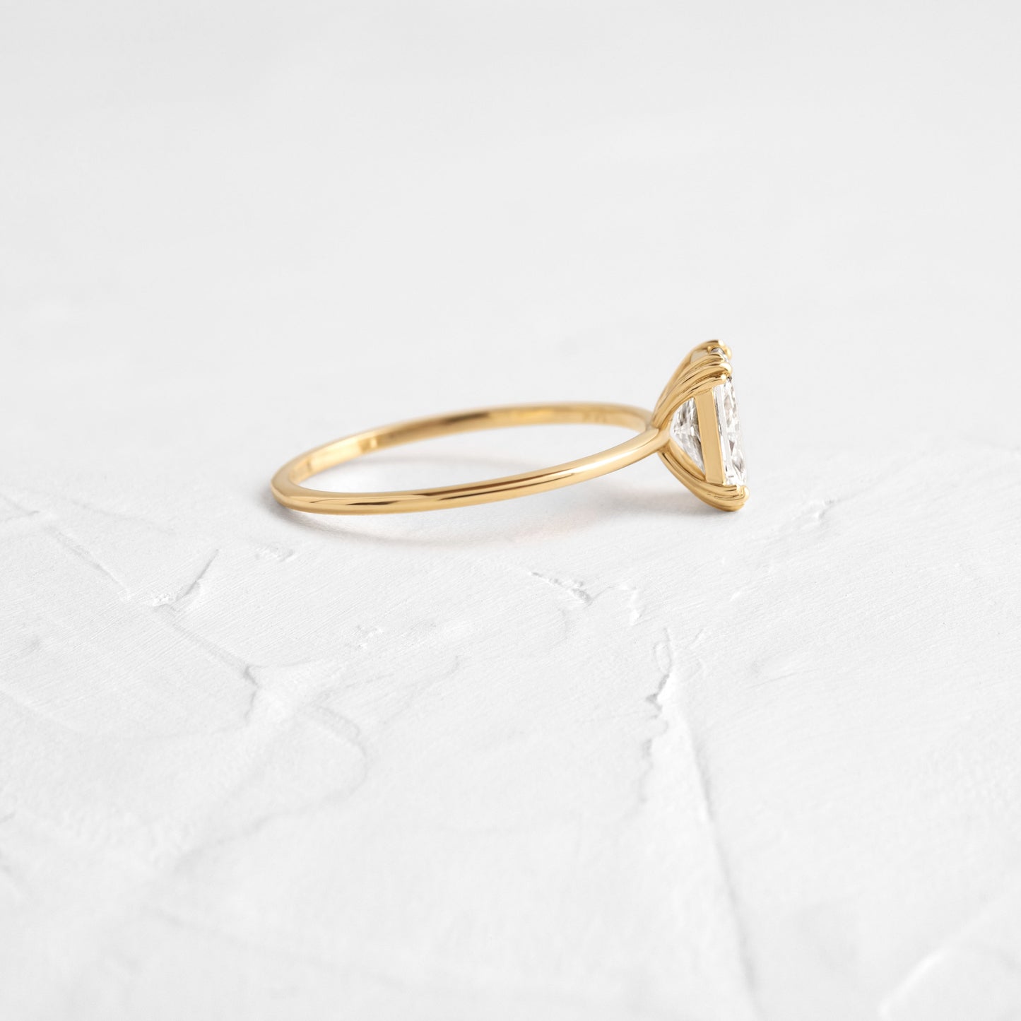 Solitaire Triple Prong-Radiant Lab Grown Diamond Engagement Ring - Side view