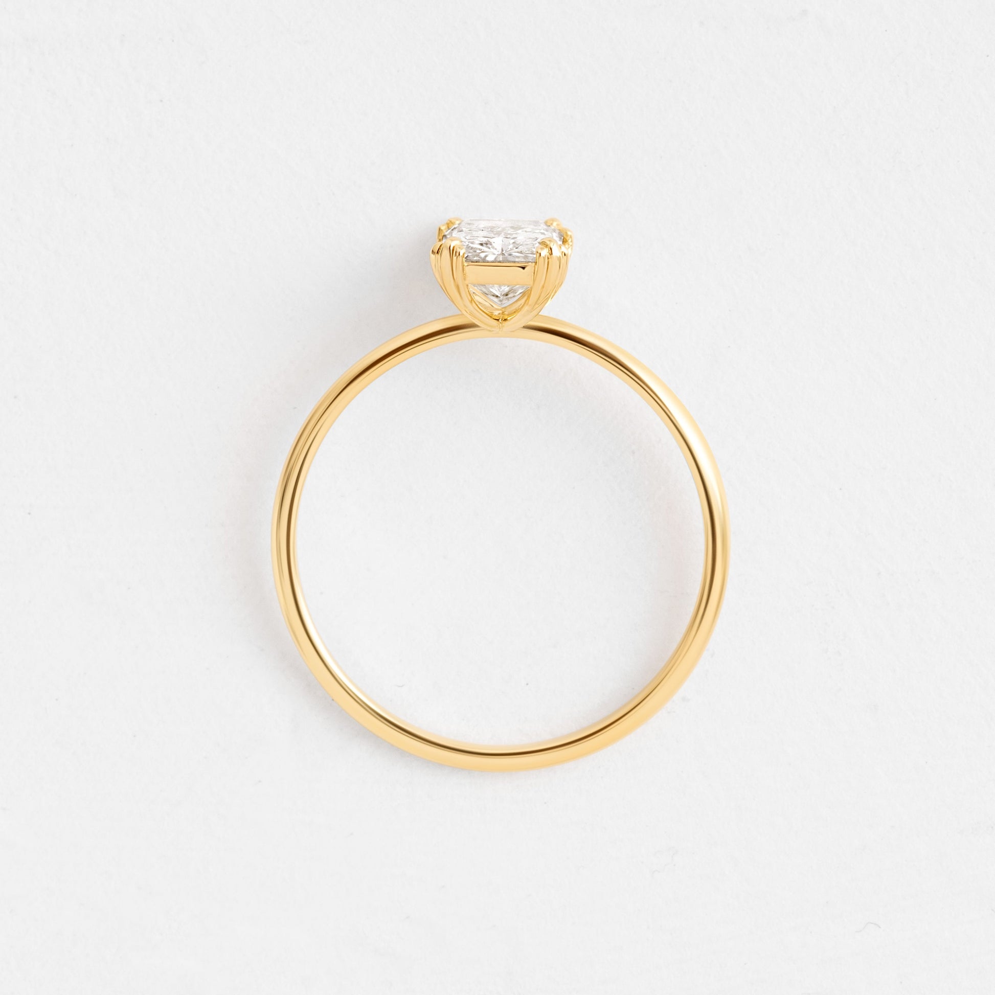 Solitaire Triple Prong-Radiant Lab Grown Diamond Engagement Ring - Back view