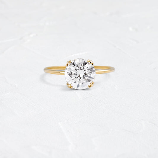 Solitaire Triple Prong-Round Lab Grown Diamond Engagement Ring - Front view
