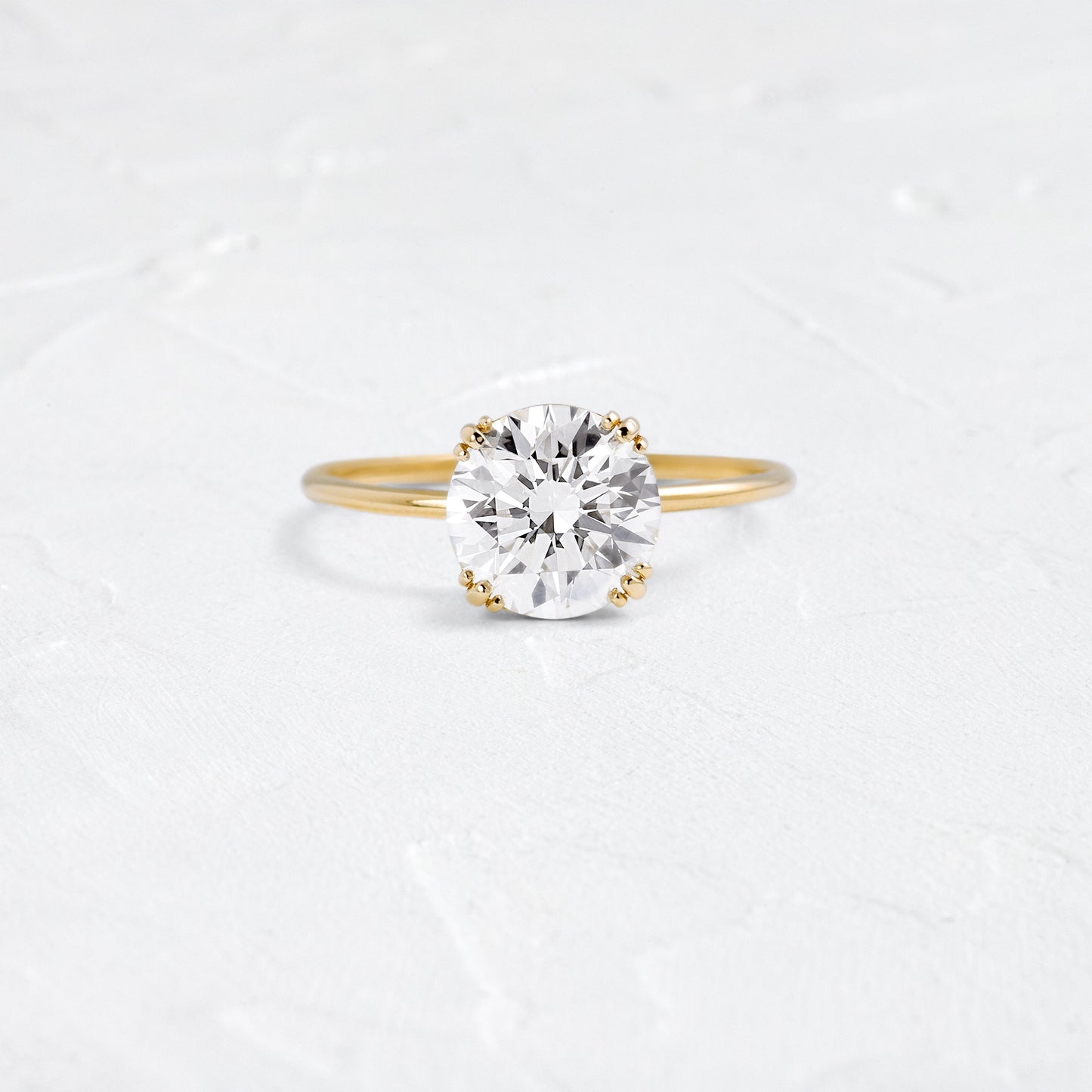 Solitaire Triple Prong-Round Lab Grown Diamond Engagement Ring - Front view