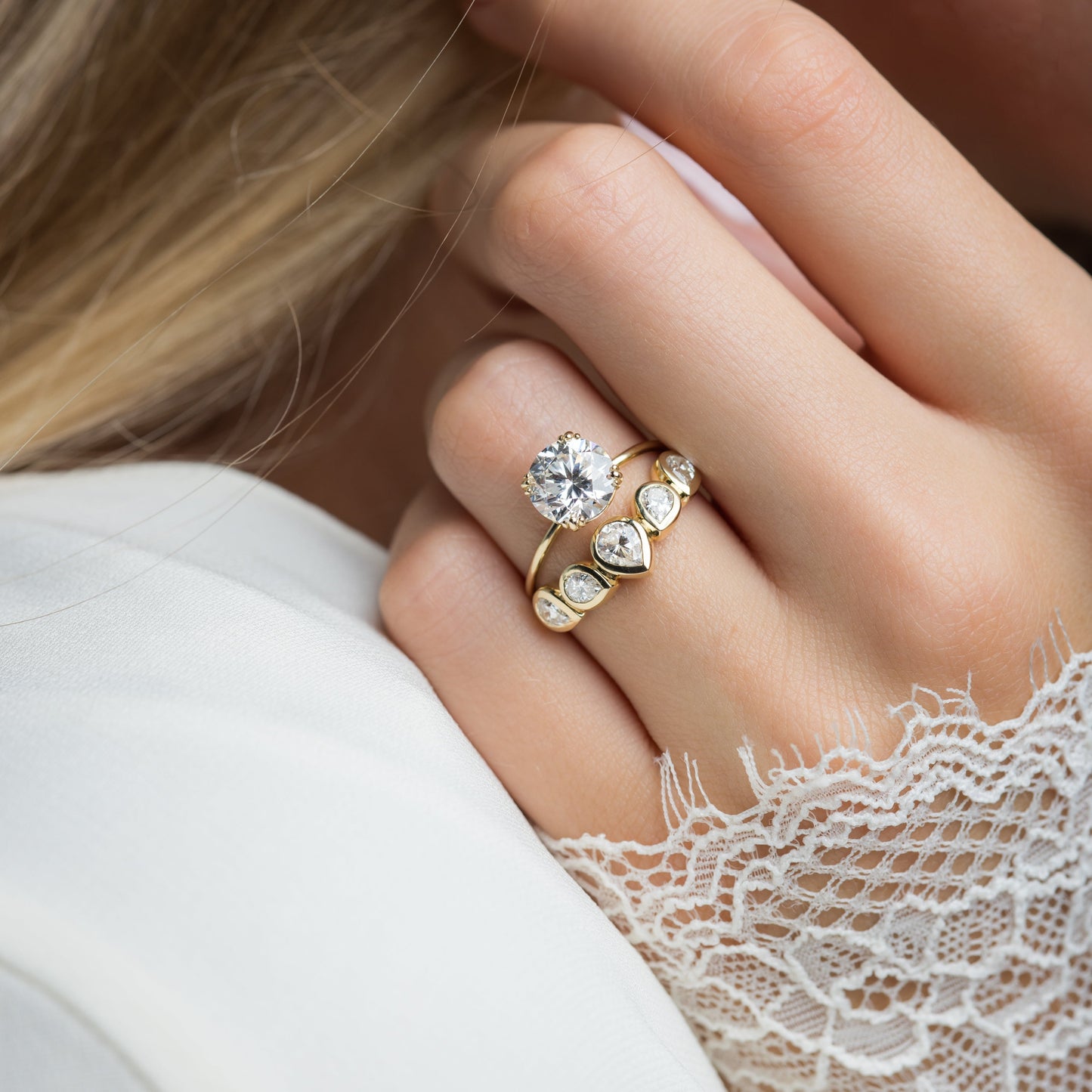 Solitaire Triple Prong-Round Lab Grown Diamond Engagement Ring - Front view