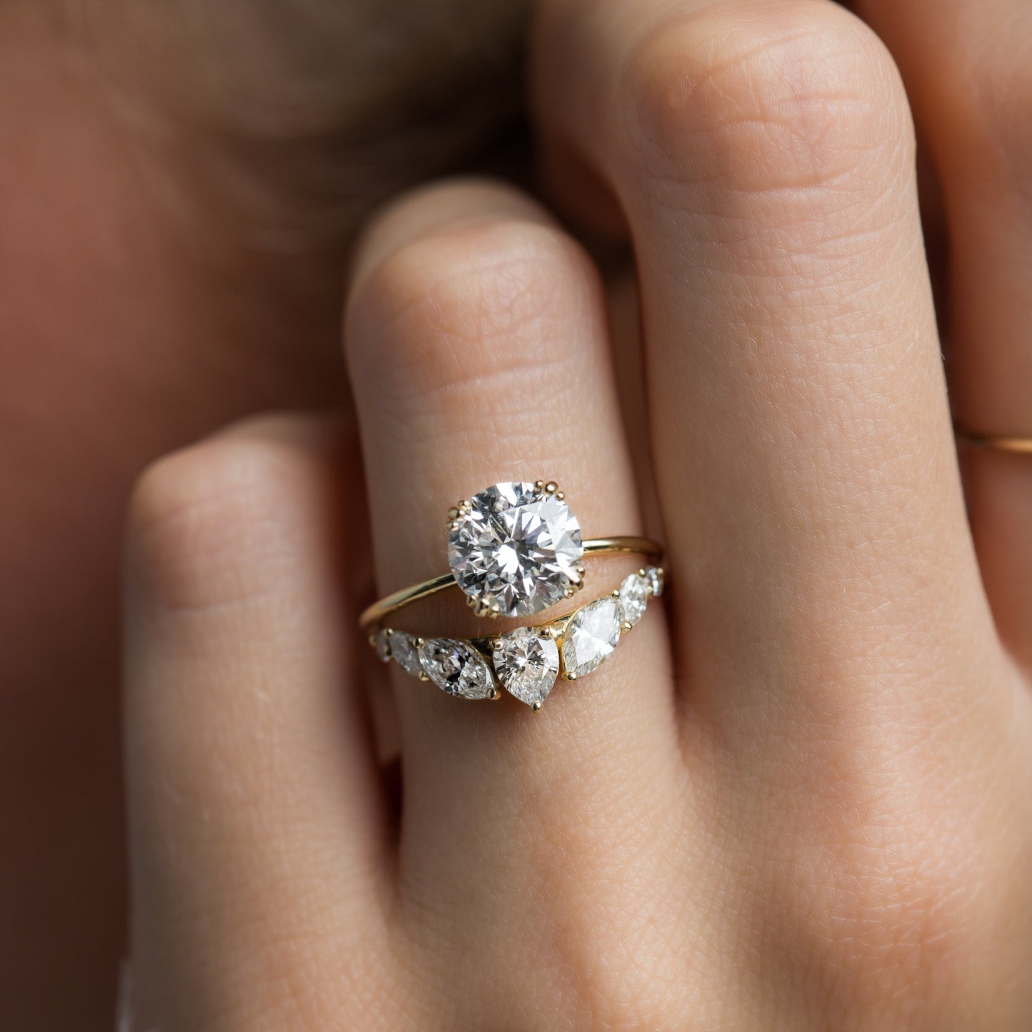 Solitaire Triple Prong-Round Lab Grown Diamond Engagement Ring - Side view