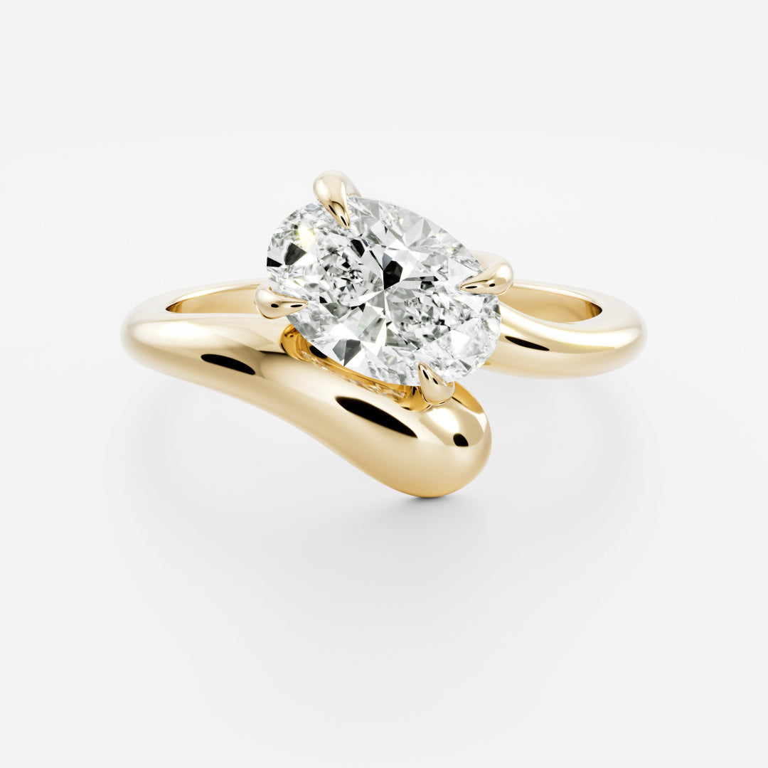 Solitaire Twisted Band- 2.1 CT Oval Moissanite Engagement RingSolitaire Twisted Band- 2.1 CT Oval Moissanite Engagement Ring - Front view