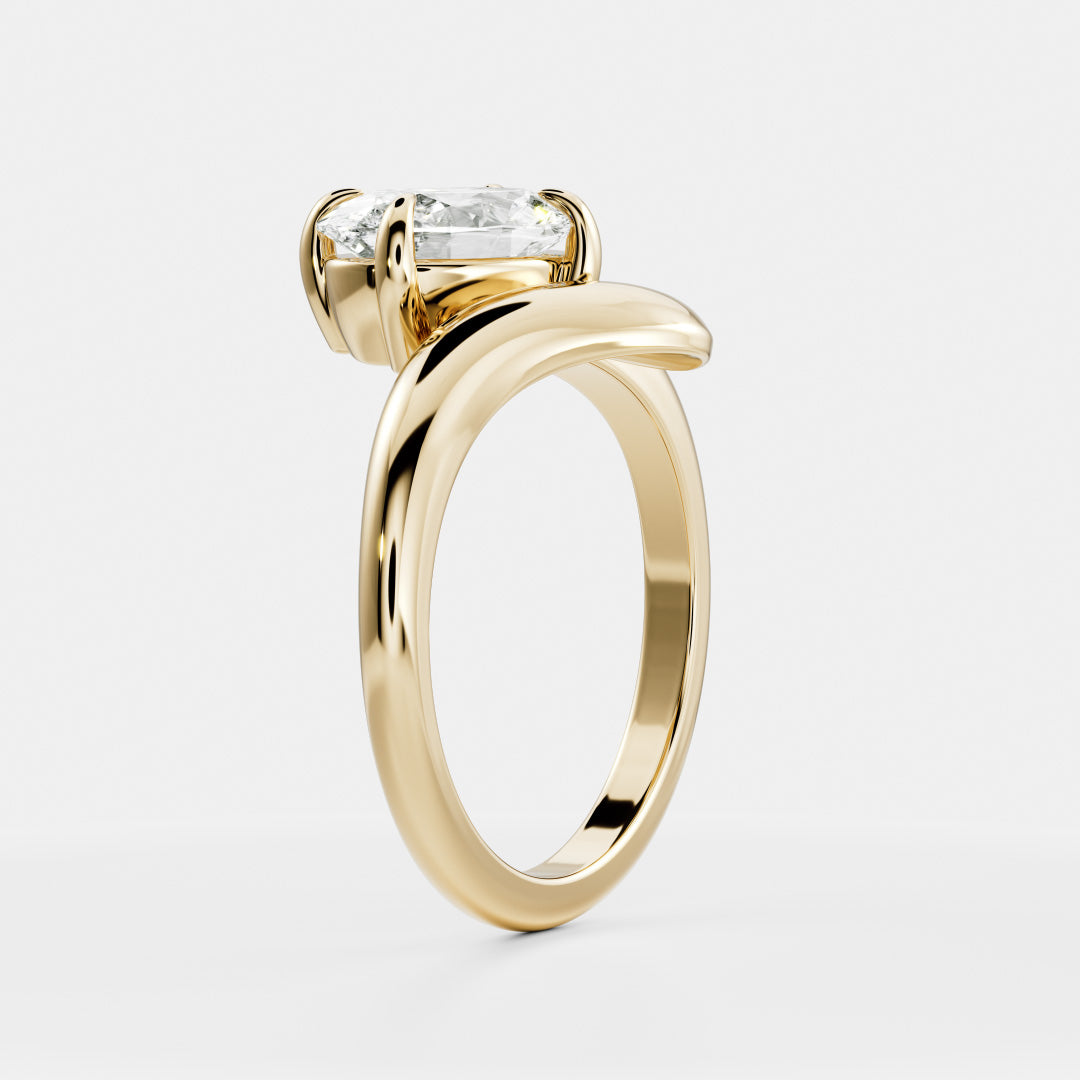 Solitaire Twisted Band- 2.1 CT Oval Moissanite Engagement RingSolitaire Twisted Band- 2.1 CT Oval Moissanite Engagement Ring - Front view