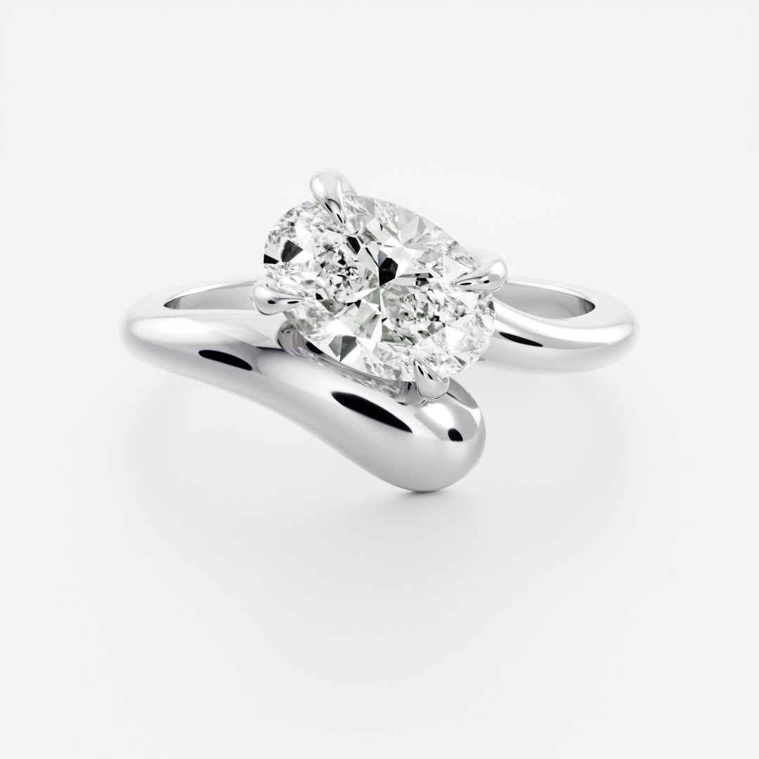 Solitaire Twisted Band- 2.1 CT Oval Moissanite Engagement RingSolitaire Twisted Band- 2.1 CT Oval Moissanite Engagement Ring - Detail view