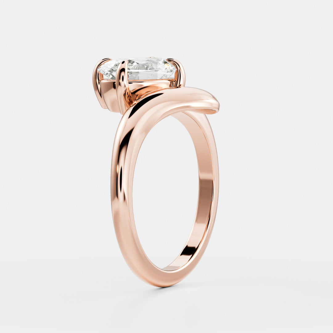 Solitaire Twisted Band- 2.1 CT Oval Moissanite Engagement RingSolitaire Twisted Band- 2.1 CT Oval Moissanite Engagement Ring - Side view