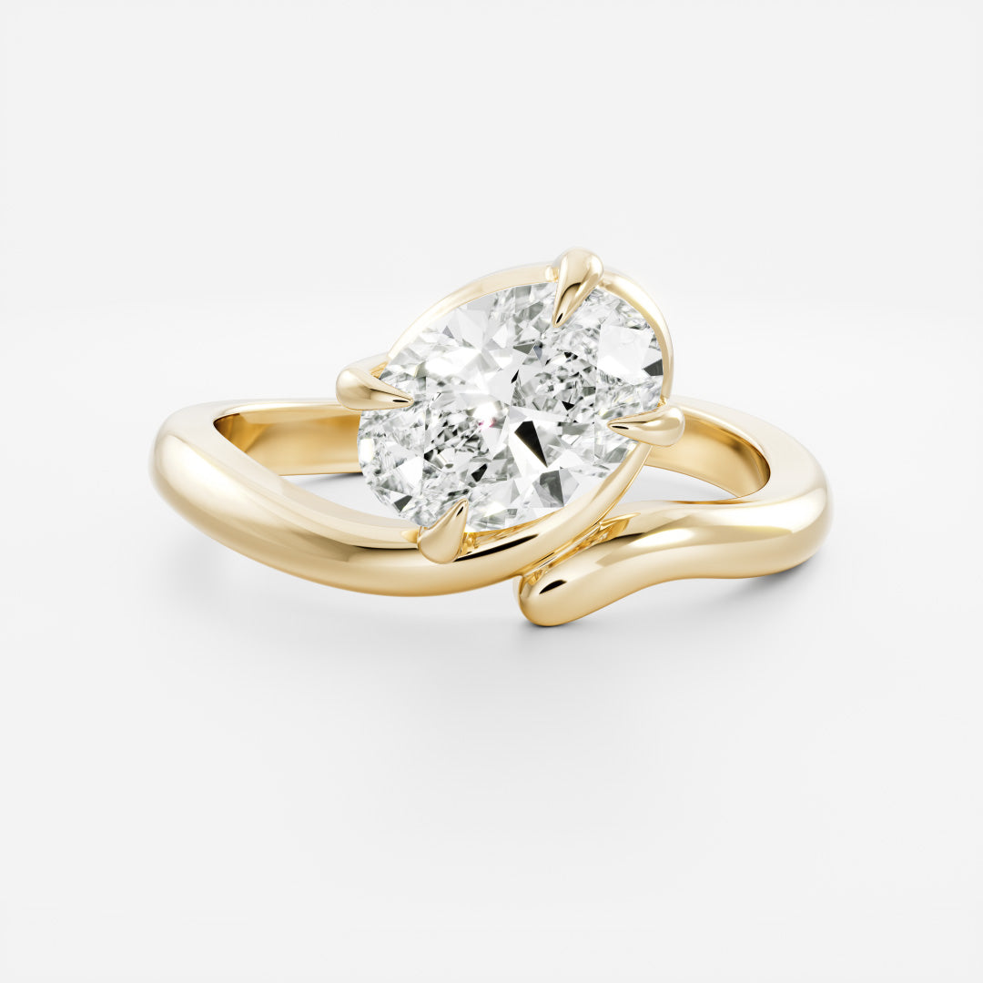 Solitaire Twisted Band- 2.1 CT Oval Moissanite Engagement RingSolitaire Twisted Band- 2.1 CT Oval Moissanite Engagement Ring - Front view
