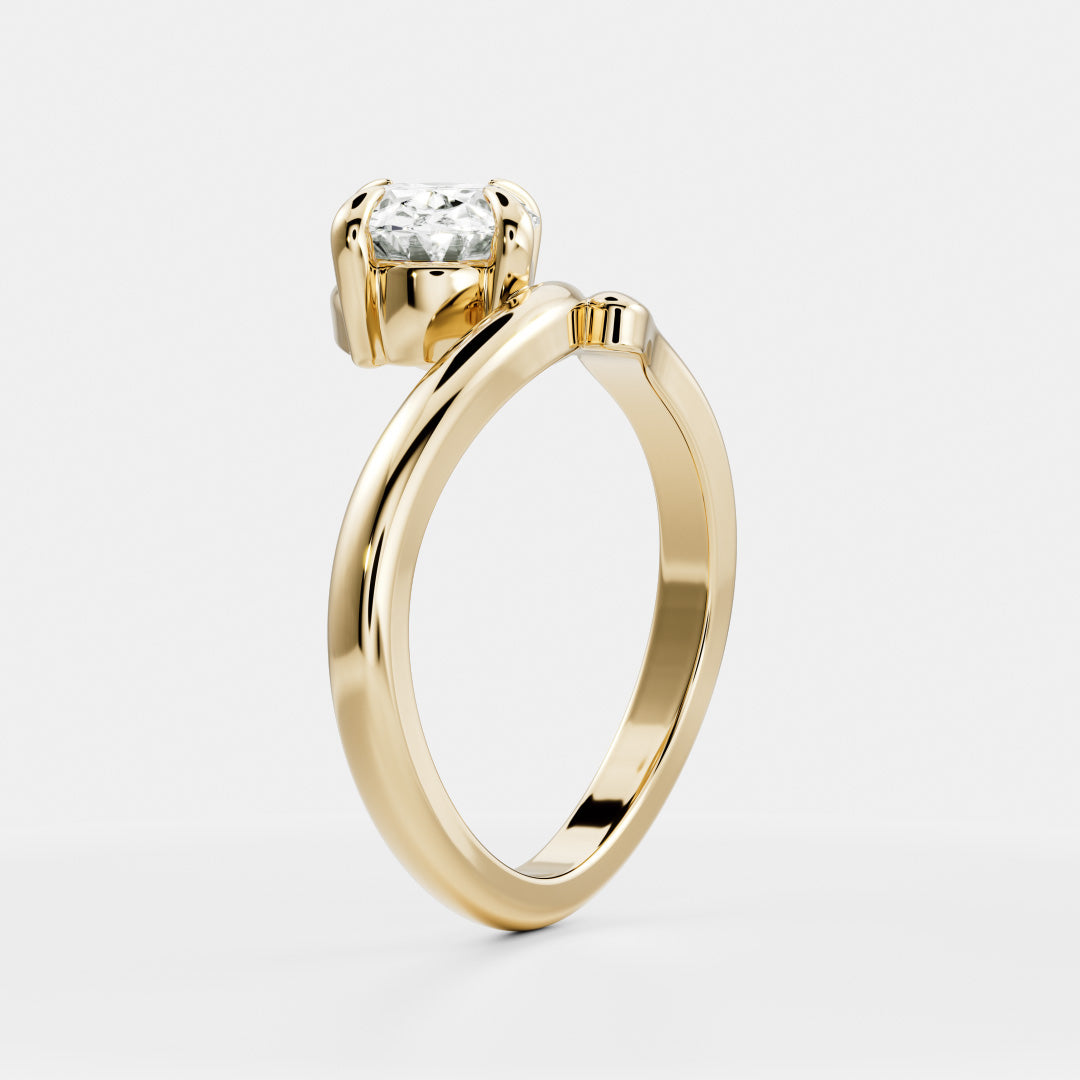 Solitaire Twisted Band- 2.1 CT Oval Moissanite Engagement RingSolitaire Twisted Band- 2.1 CT Oval Moissanite Engagement Ring - Front view