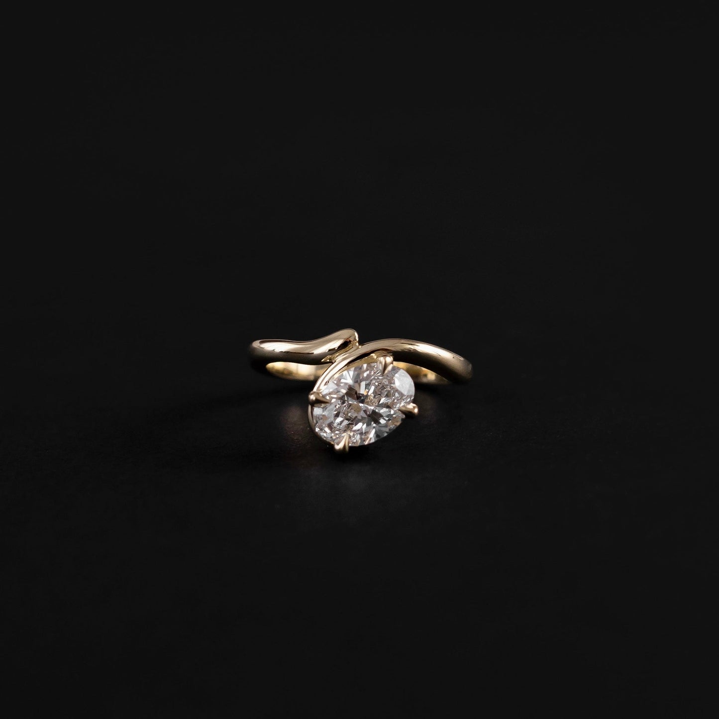 Solitaire Twisted Band- 2.1 CT Oval Moissanite Engagement RingSolitaire Twisted Band- 2.1 CT Oval Moissanite Engagement Ring - Back view