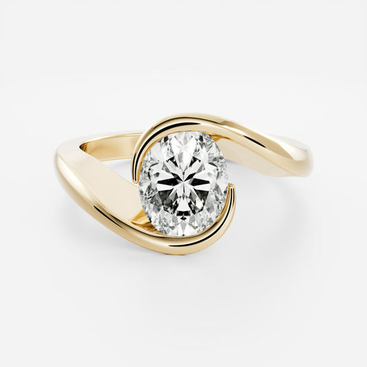 Solitaire Twisted Band-Oval Lab Grown Diamond Engagement Ring - Front view