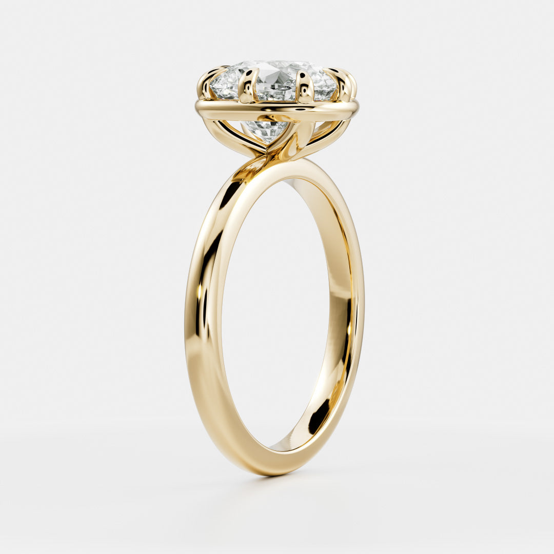 Solitaire Unique Bezel- 2.0 CT Elongated Cushion Moissanite Engagement RingSolitaire Unique Bezel- 2.0 CT Elongated Cushion Moissanite Engagement Ring - Front view