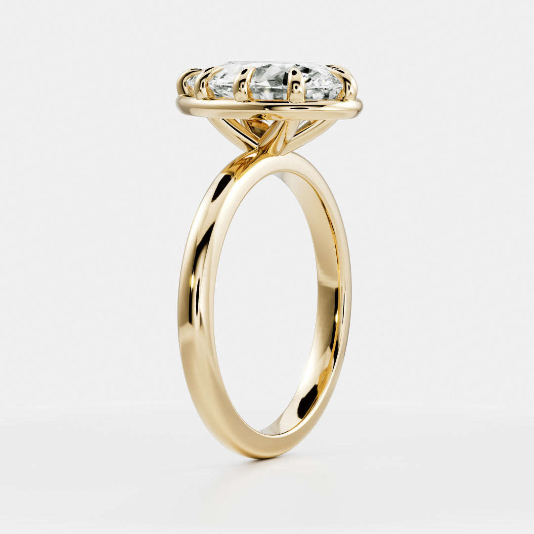 Solitaire Unique Bezel- 2.1 CT Pear Moissanite Engagement RingSolitaire Unique Bezel- 2.1 CT Pear Moissanite Engagement Ring - Front view