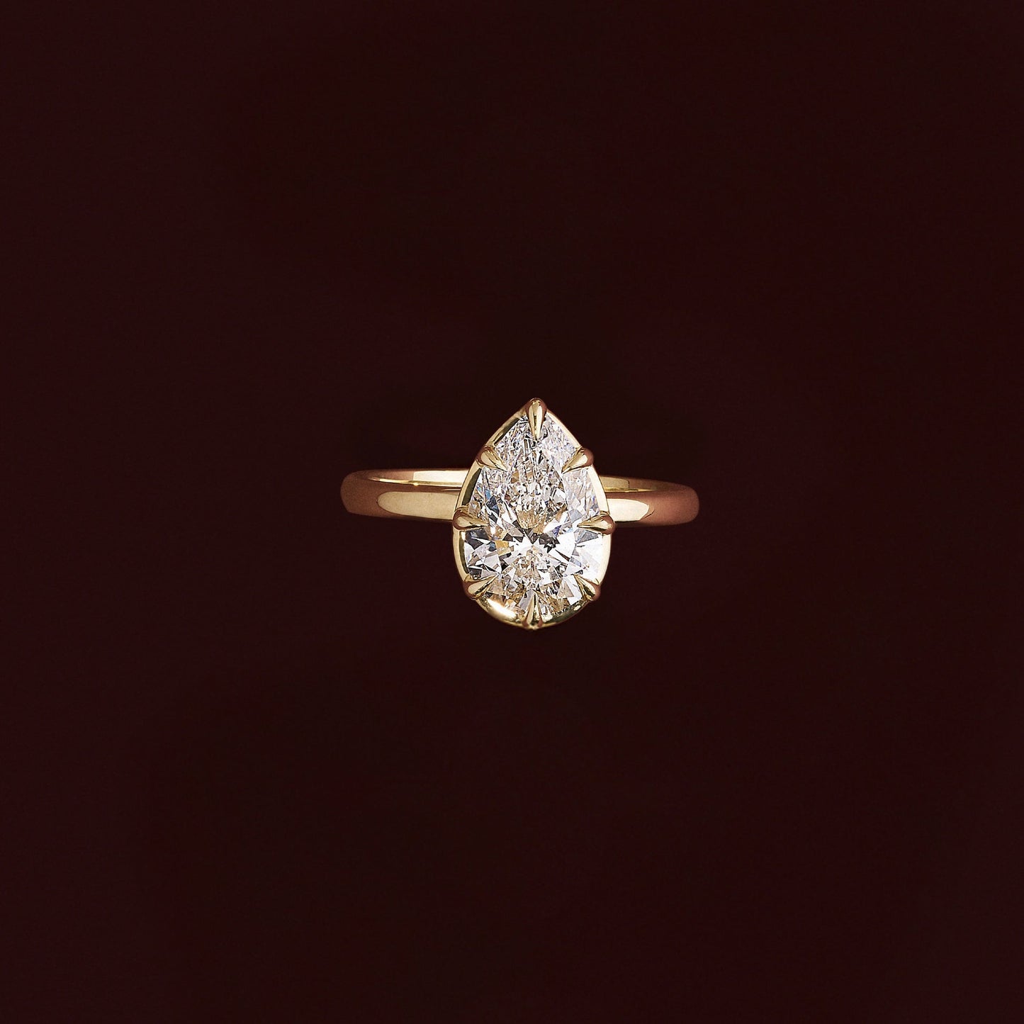 Solitaire Unique Bezel- 2.1 CT Pear Moissanite Engagement RingSolitaire Unique Bezel- 2.1 CT Pear Moissanite Engagement Ring - Side view