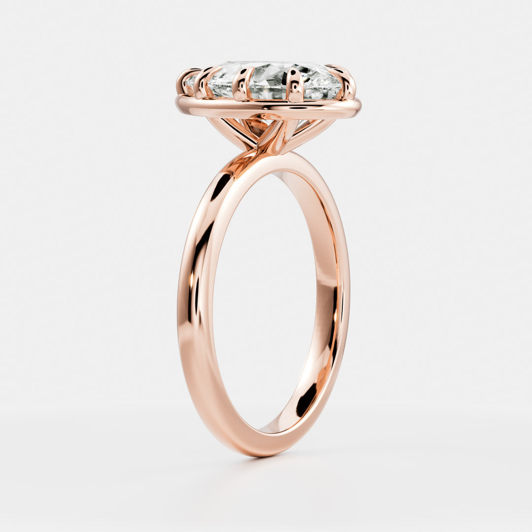 Solitaire Unique Bezel- 2.1 CT Pear Moissanite Engagement RingSolitaire Unique Bezel- 2.1 CT Pear Moissanite Engagement Ring - Side view