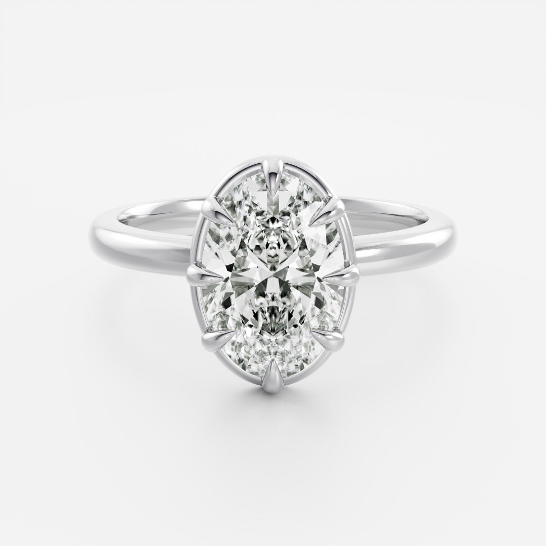 Solitaire Unique Bezel- 3.3 CT Oval Moissanite Engagement RingSolitaire Unique Bezel- 3.3 CT Oval Moissanite Engagement Ring - Lifestyle
