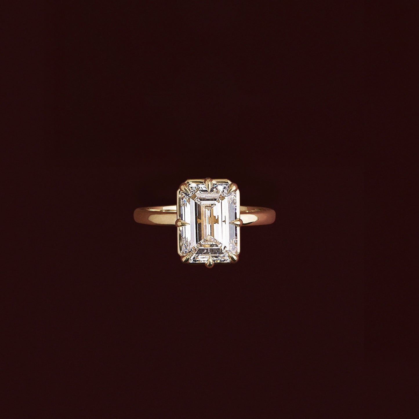 Solitaire Unique Bezel-Emerald Lab Grown Diamond Engagement Ring - Side view