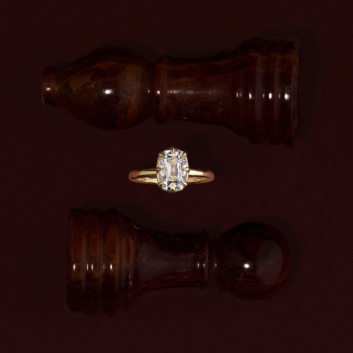Solitaire Unique Bezel Low Profile-Elongated Cushion Lab Grown Diamond Engagement Ring - Lifestyle