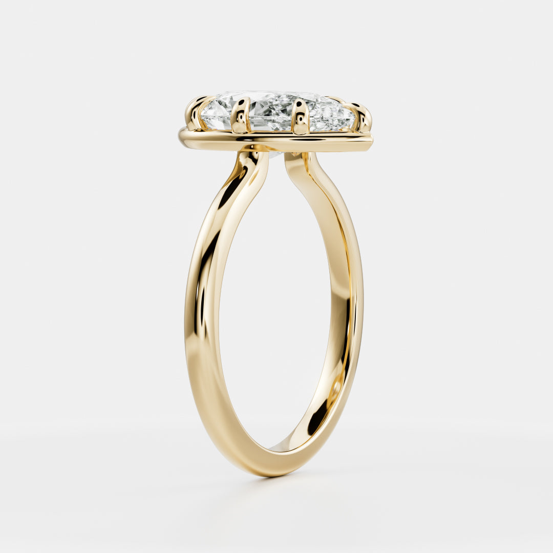Solitaire Unique Bezel-Pear Lab Grown Diamond Engagement Ring - Front view