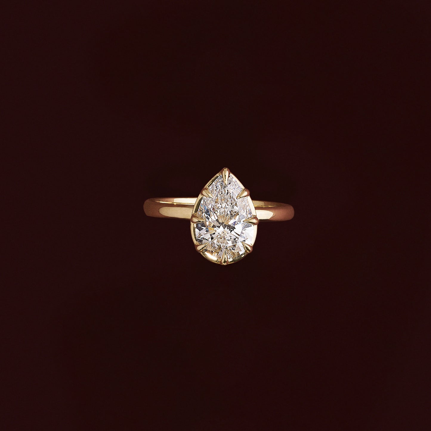 Solitaire Unique Bezel-Pear Lab Grown Diamond Engagement Ring - Back view