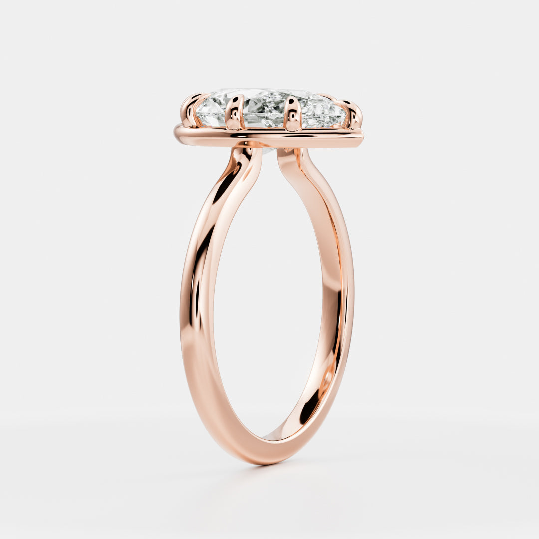 Solitaire Unique Bezel-Pear Lab Grown Diamond Engagement Ring - Side view