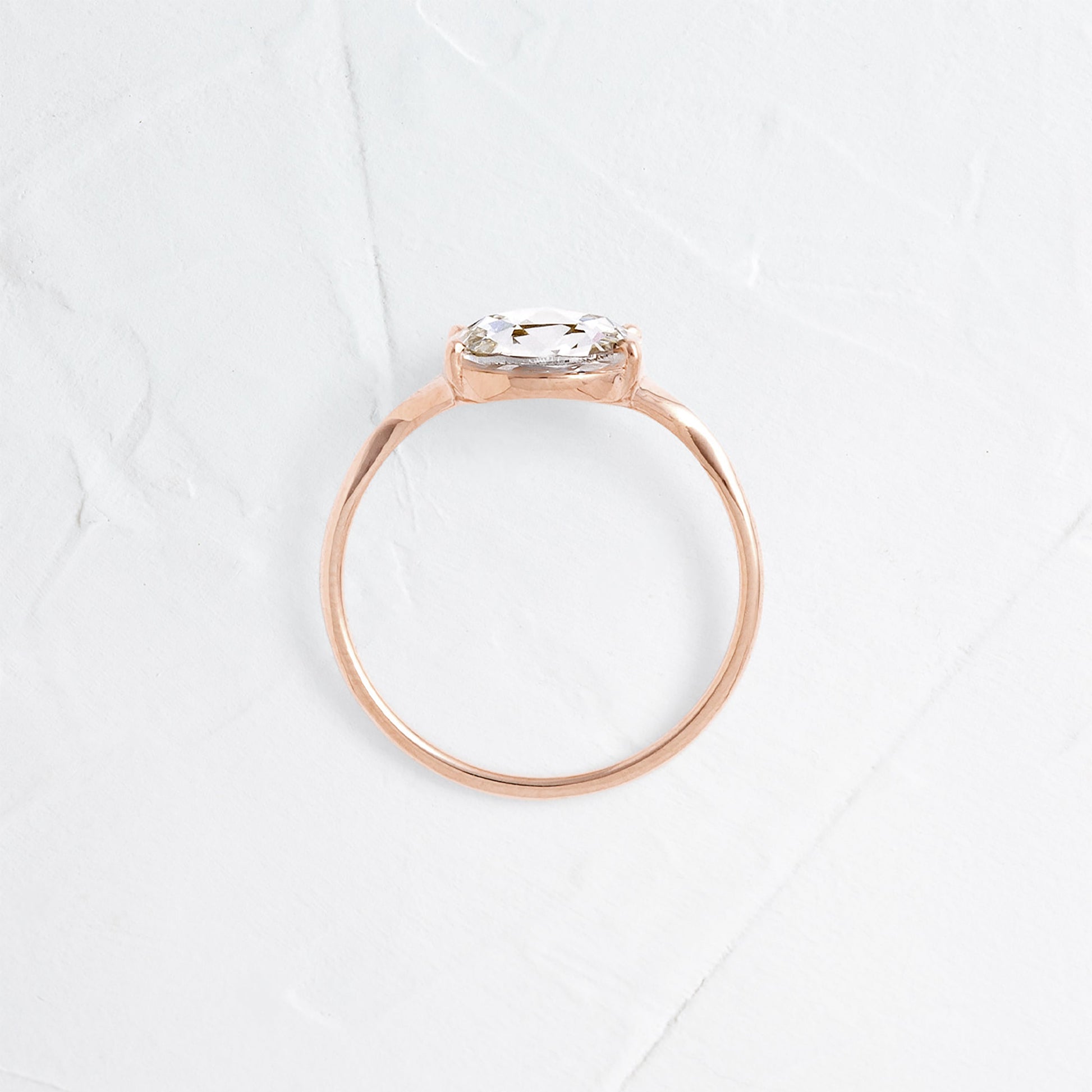 Split Shank-Rose Cut Lab Grown Diamond Engagement Ring - Detail view