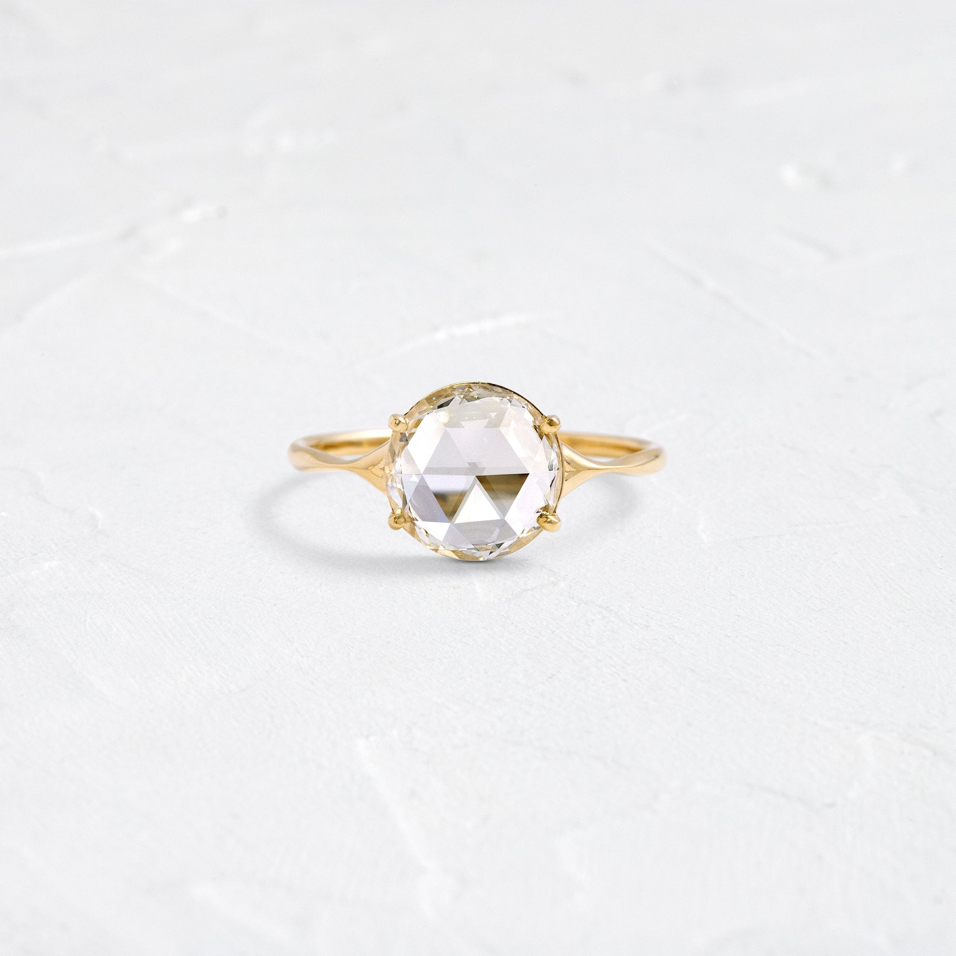 Split Shank-Rose Cut Lab Grown Diamond Engagement Ring - Front view