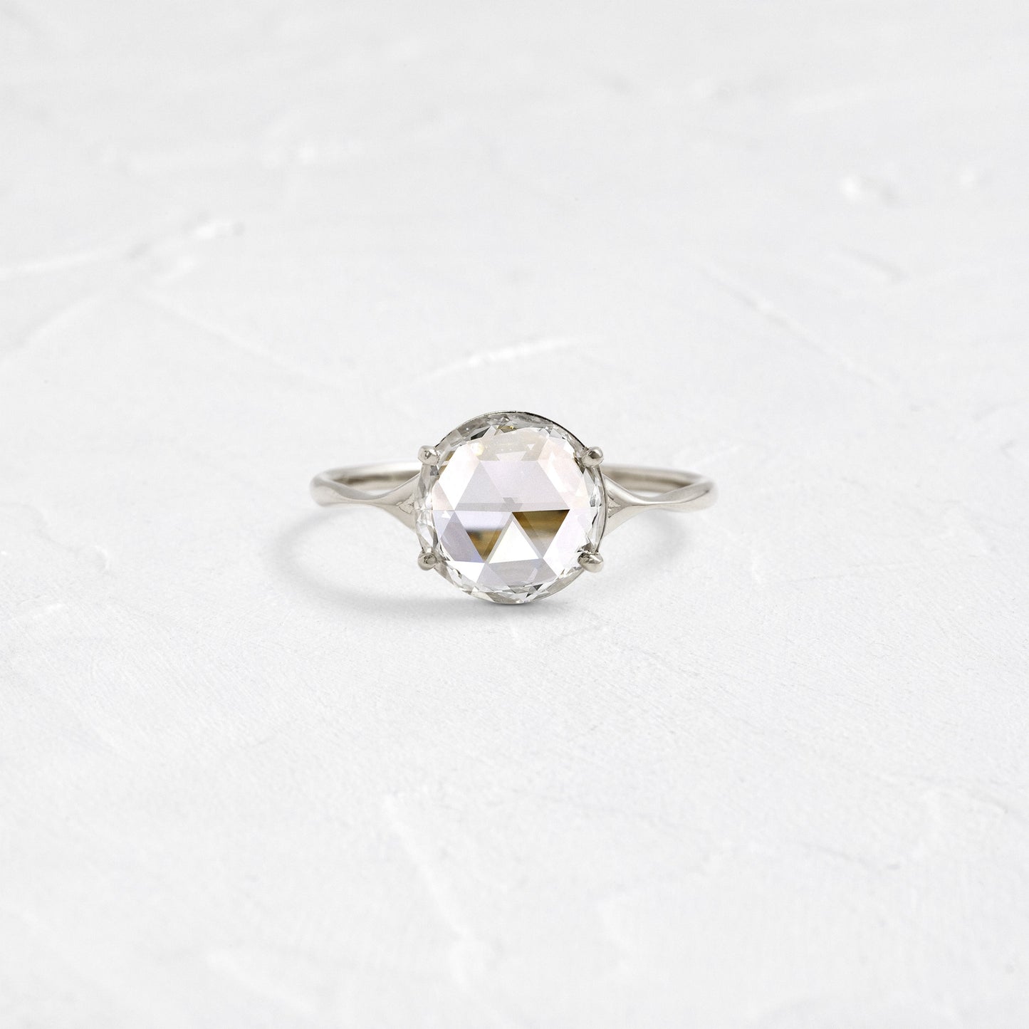 Split Shank-Rose Cut Lab Grown Diamond Engagement Ring - Detail view