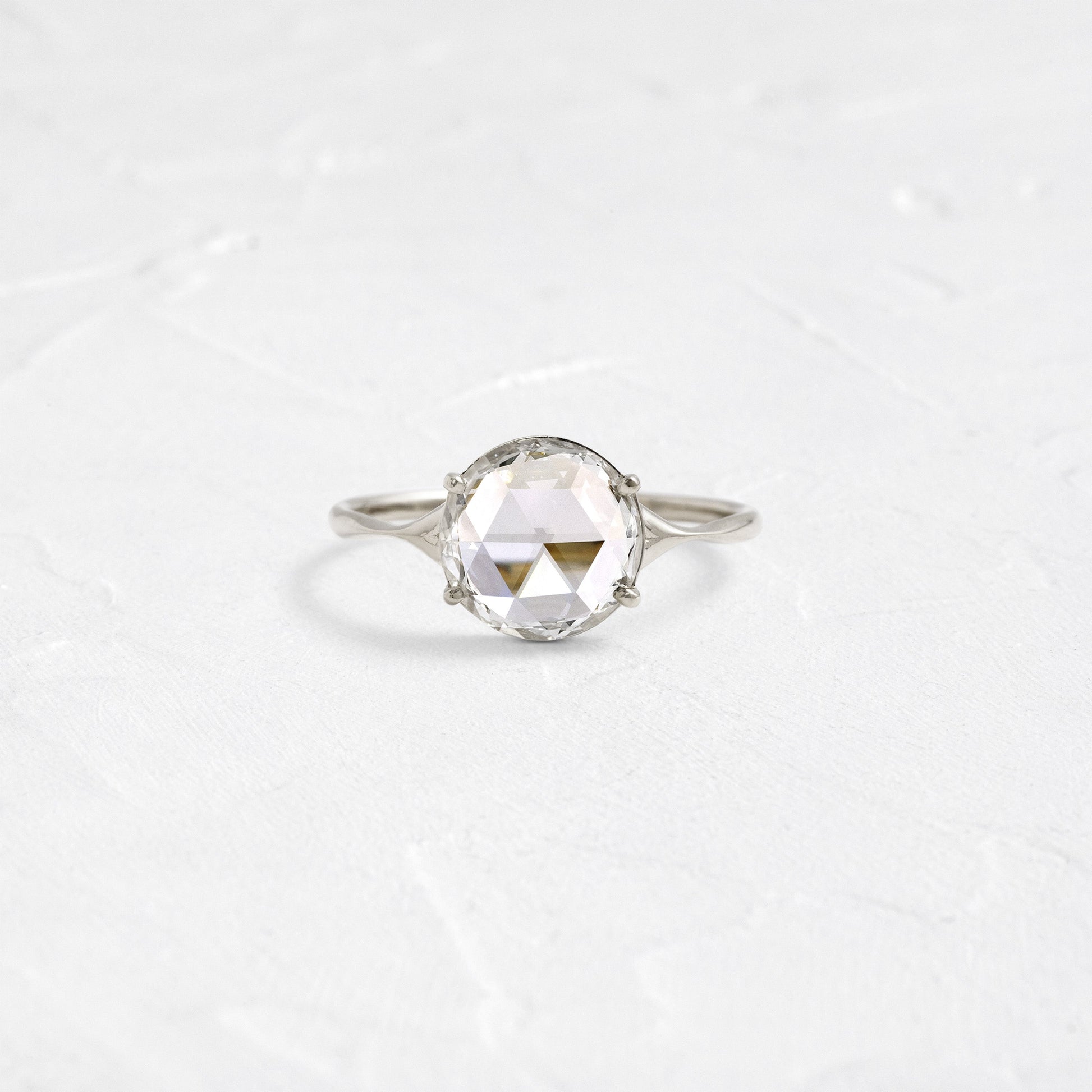 Split Shank-Rose Cut Lab Grown Diamond Engagement Ring - Detail view