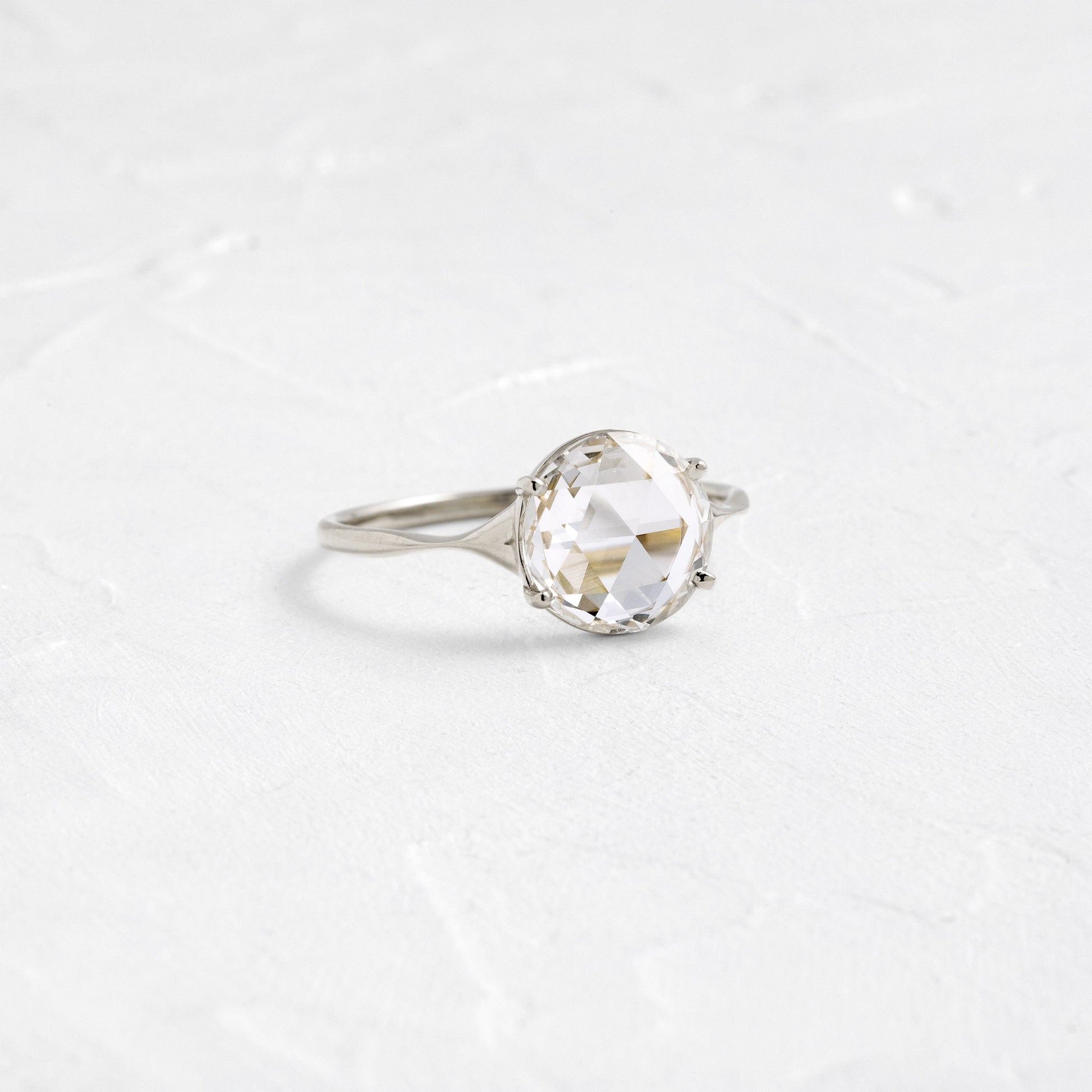 Split Shank-Rose Cut Lab Grown Diamond Engagement Ring - On model
