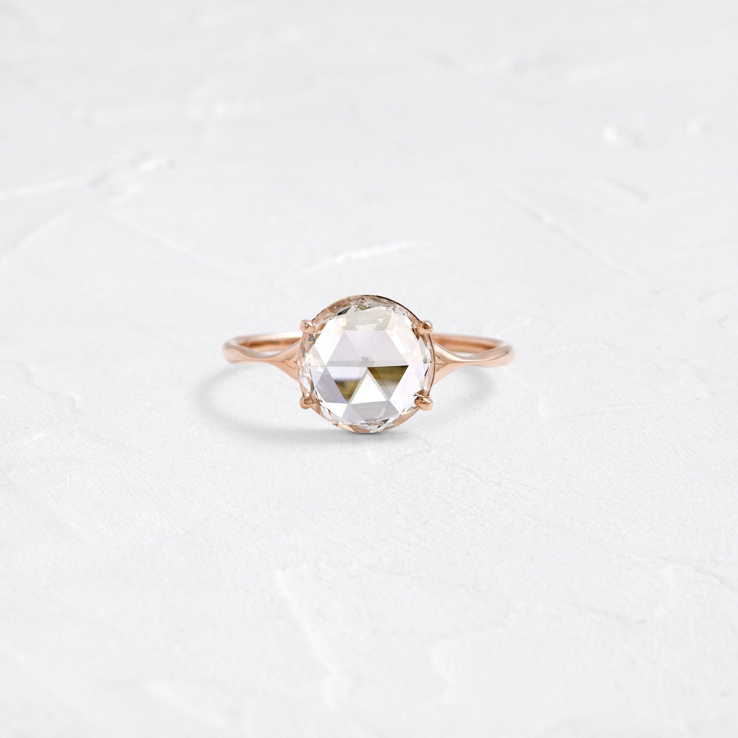 Split Shank-Rose Cut Lab Grown Diamond Engagement Ring - Side view
