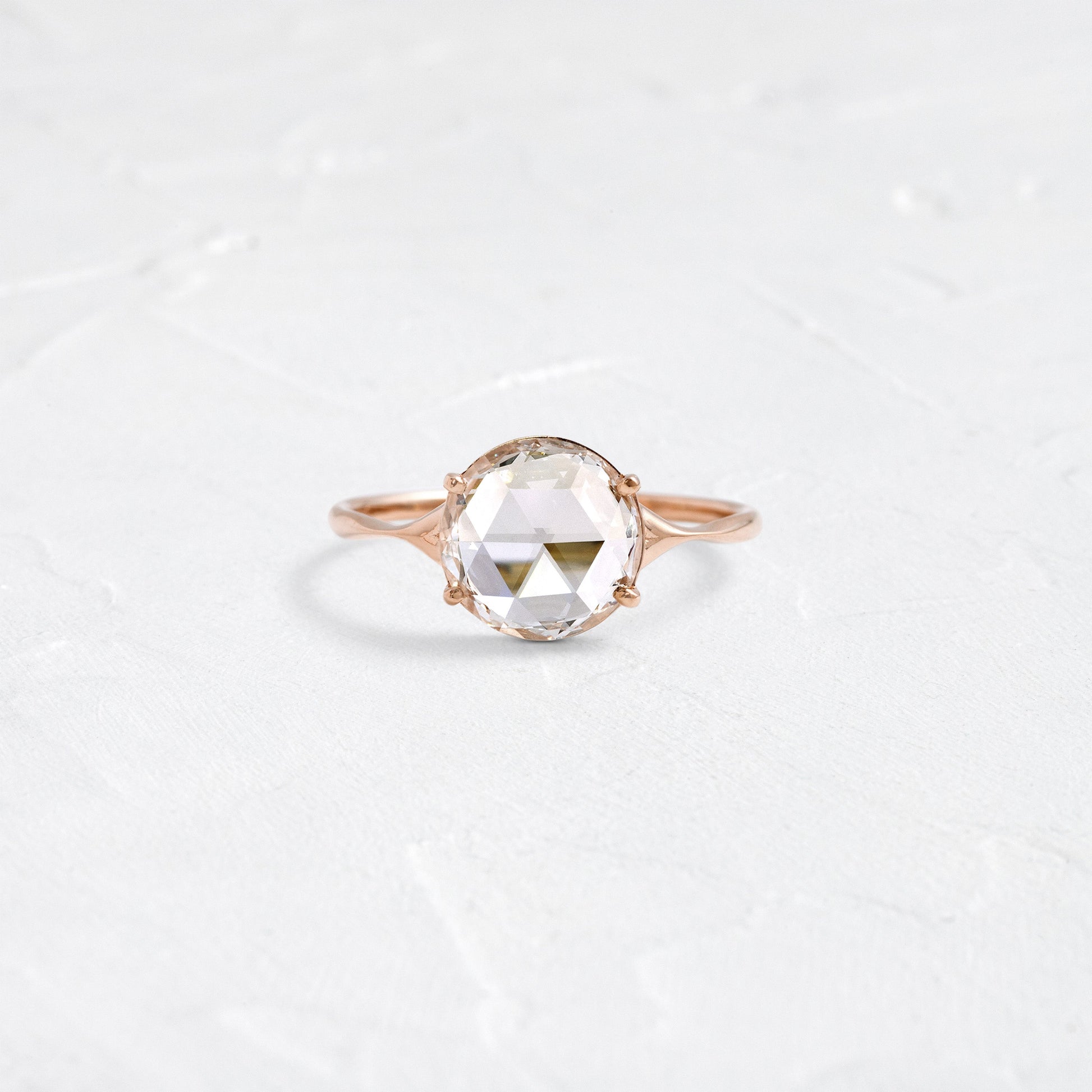 Split Shank-Rose Cut Lab Grown Diamond Engagement Ring - Side view