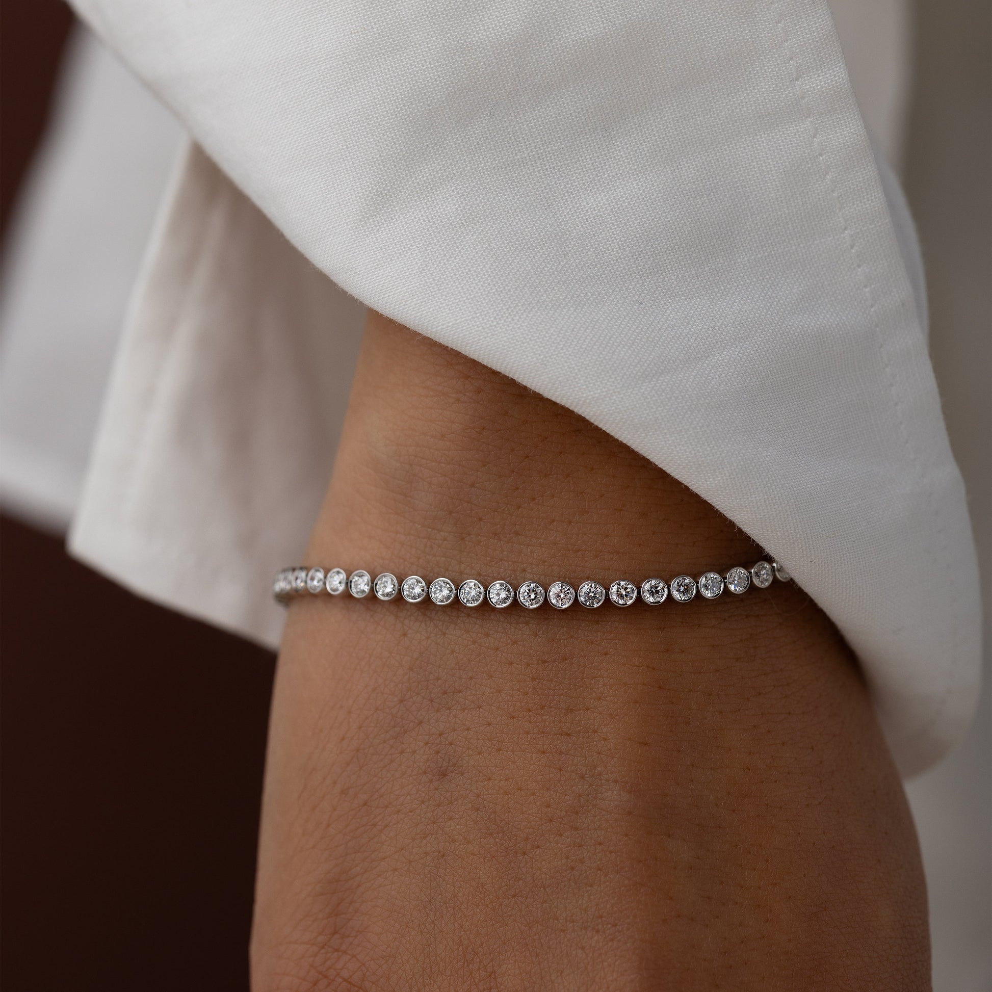 Tennis-2.8 CT Round Lab Grown Diamond BraceletsTennis-2.8 CT Round Lab Grown Diamond Bracelets - On model