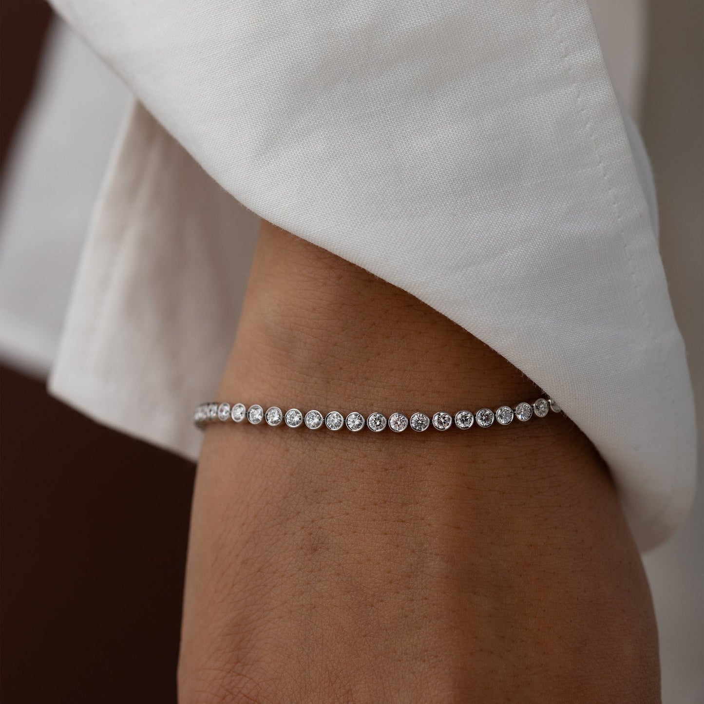 Tennis-2.8 CT Round Lab Grown Diamond BraceletsTennis-2.8 CT Round Lab Grown Diamond Bracelets - On model