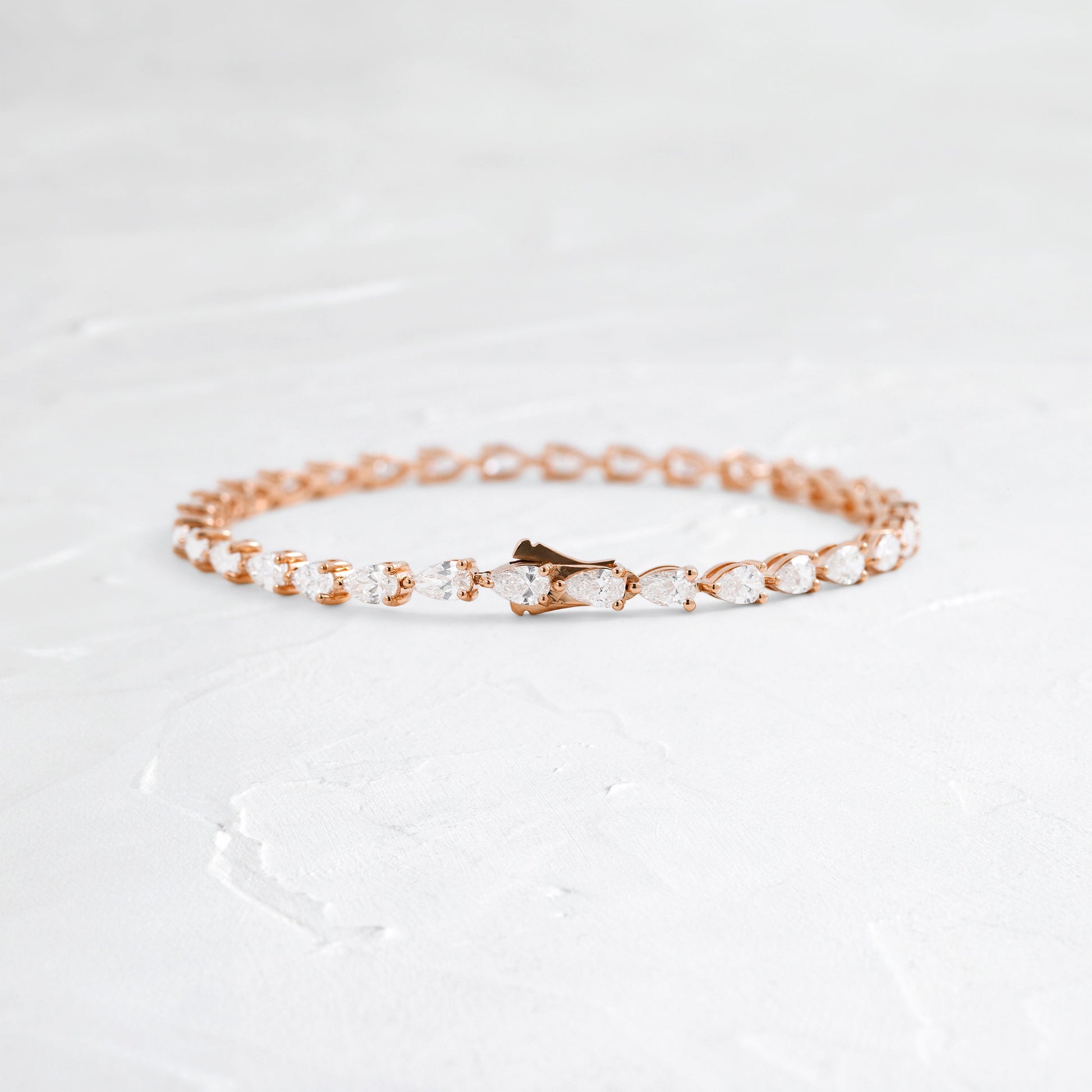 Tennis-5.2 CT Pear Lab Grown Diamond BraceletsTennis-5.2 CT Pear Lab Grown Diamond Bracelets - Back view