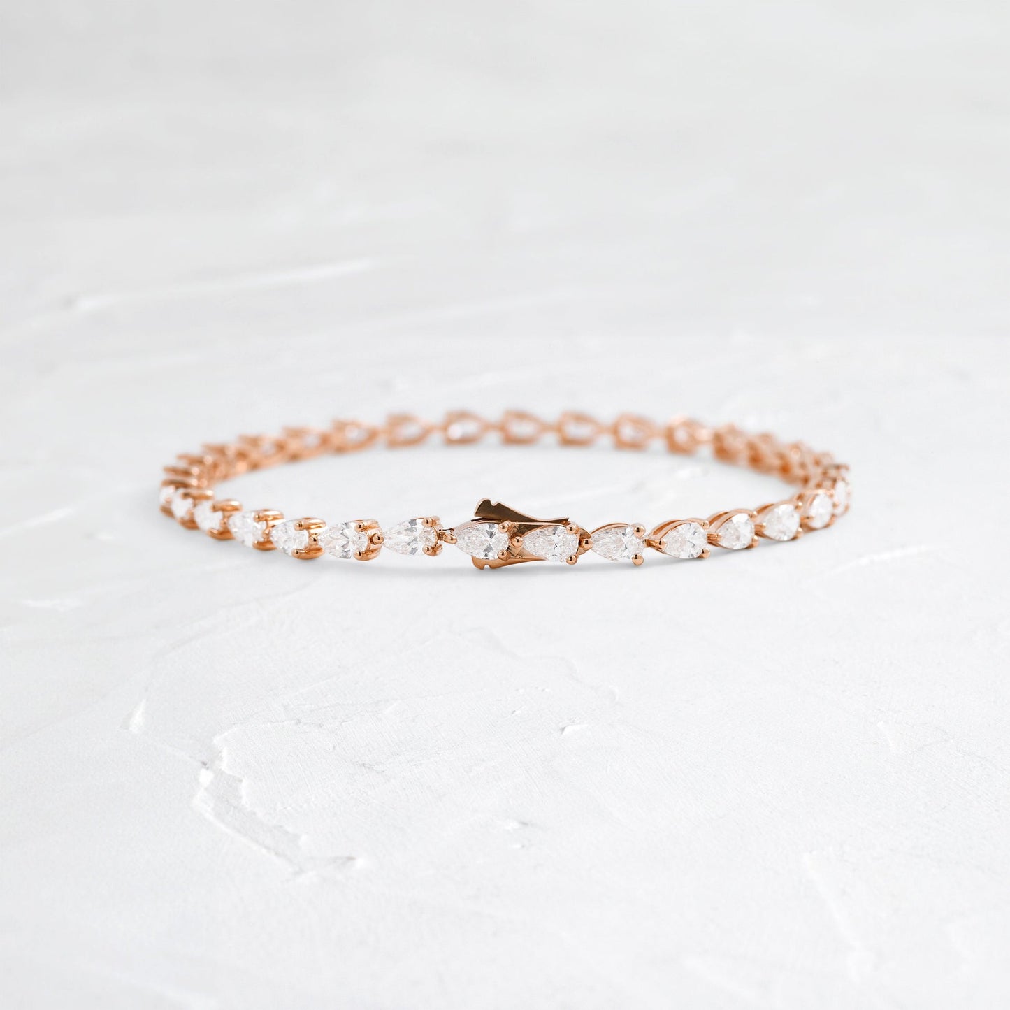 Tennis-5.2 CT Pear Lab Grown Diamond BraceletsTennis-5.2 CT Pear Lab Grown Diamond Bracelets - Back view