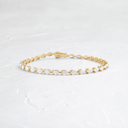 Tennis-5.2 CT Pear Lab Grown Diamond BraceletsTennis-5.2 CT Pear Lab Grown Diamond Bracelets - Front view