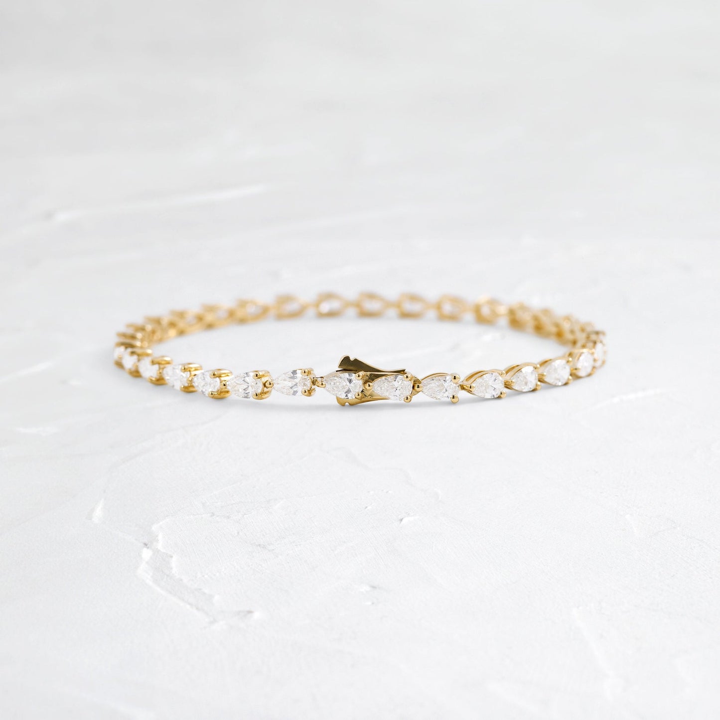 Tennis-5.2 CT Pear Lab Grown Diamond BraceletsTennis-5.2 CT Pear Lab Grown Diamond Bracelets - Front view