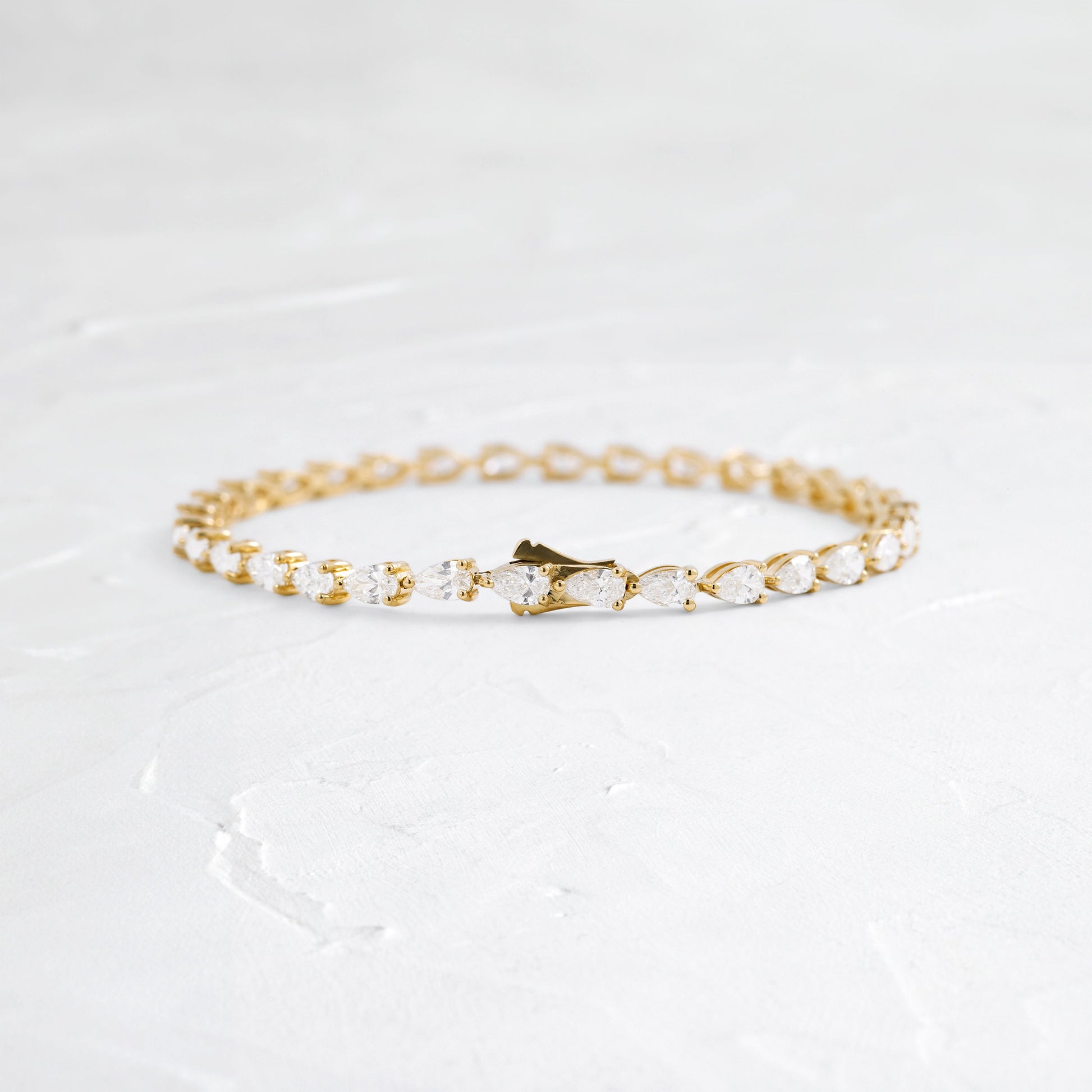 Tennis-5.2 CT Pear Lab Grown Diamond BraceletsTennis-5.2 CT Pear Lab Grown Diamond Bracelets - Front view
