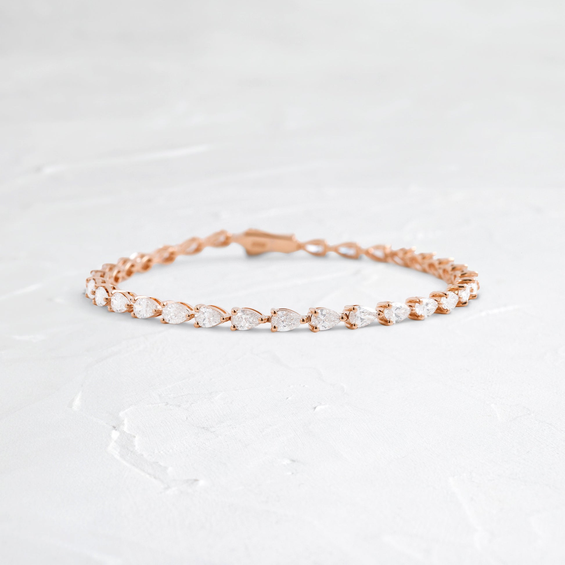 Tennis-5.2 CT Pear Lab Grown Diamond BraceletsTennis-5.2 CT Pear Lab Grown Diamond Bracelets - Side view