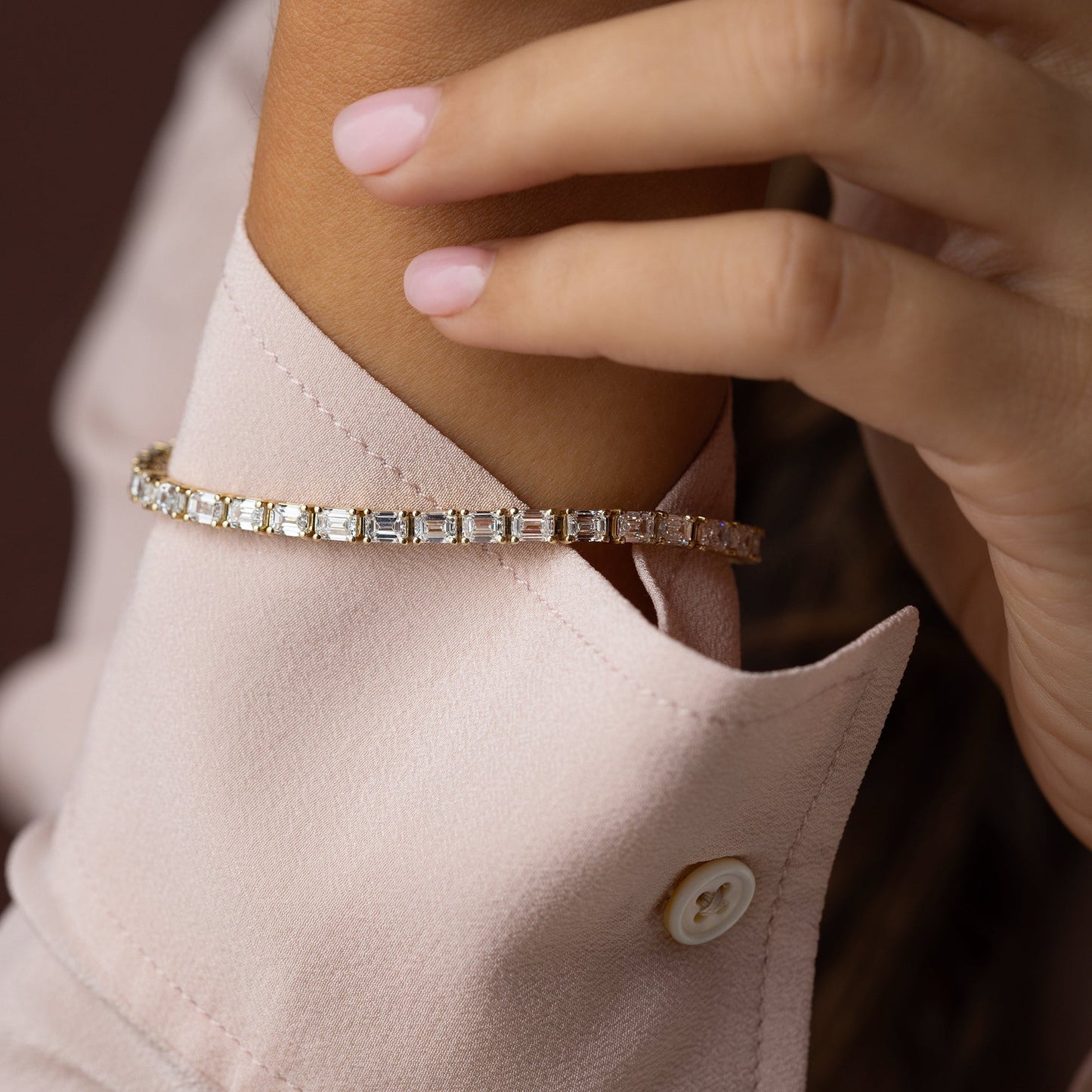 Tennis-8.45 CT Emerald Lab Grown Diamond BraceletsTennis-8.45 CT Emerald Lab Grown Diamond Bracelets - Back view
