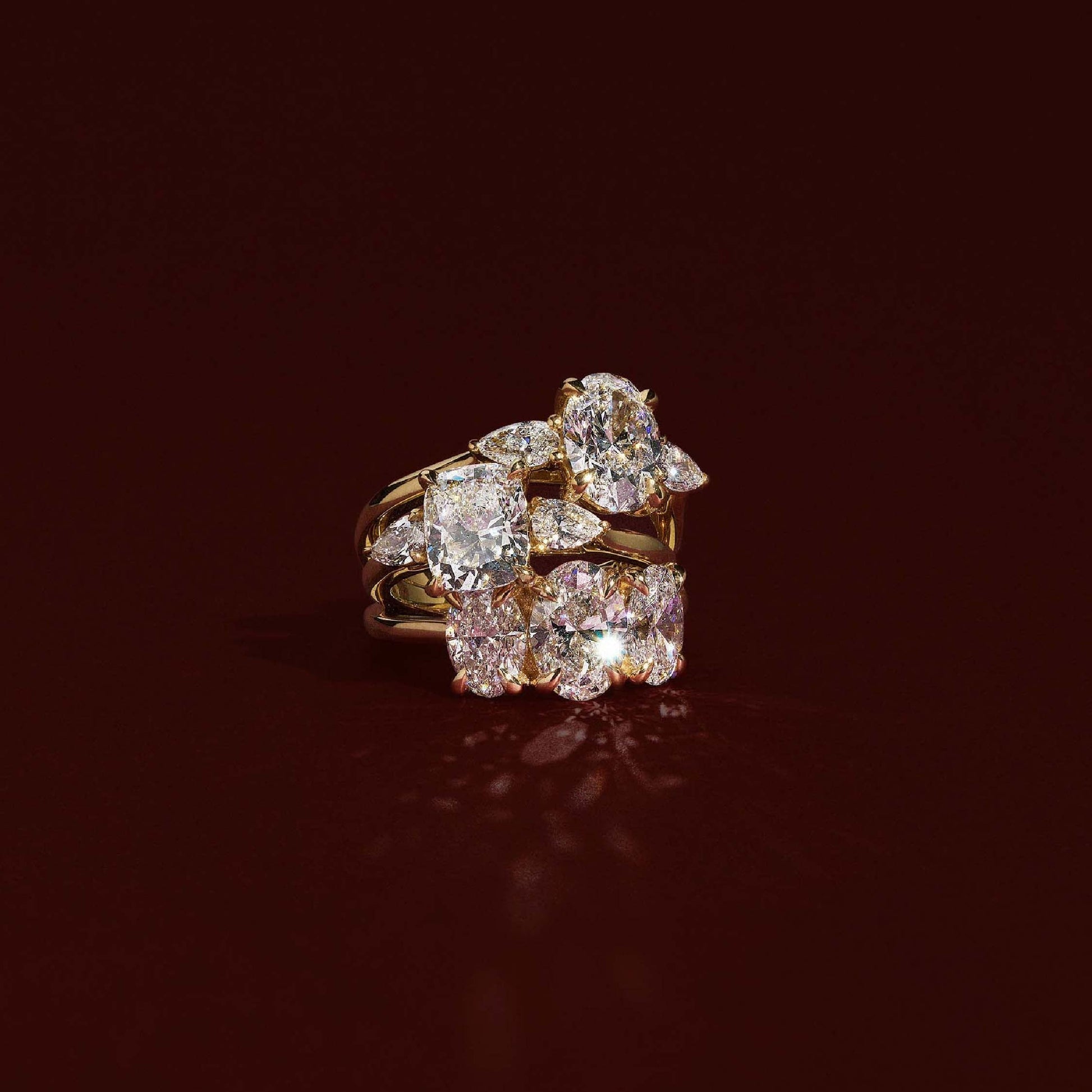 Three Stone- 2.0 CT Elongated Cushion Moissanite Engagement RingThree Stone- 2.0 CT Elongated Cushion Moissanite Engagement Ring - Back view