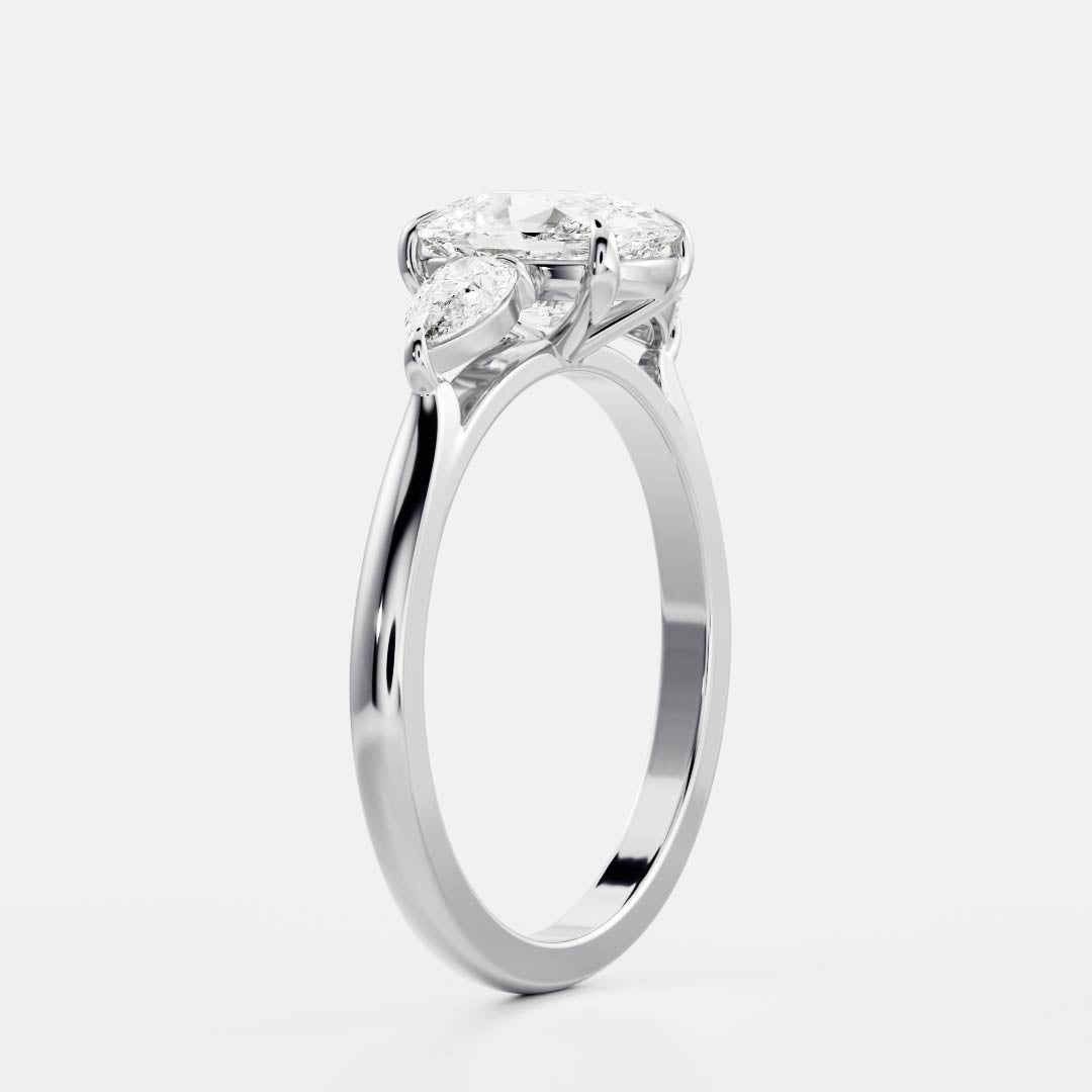 Three Stone- 2.0 CT Elongated Cushion Moissanite Engagement RingThree Stone- 2.0 CT Elongated Cushion Moissanite Engagement Ring - On model